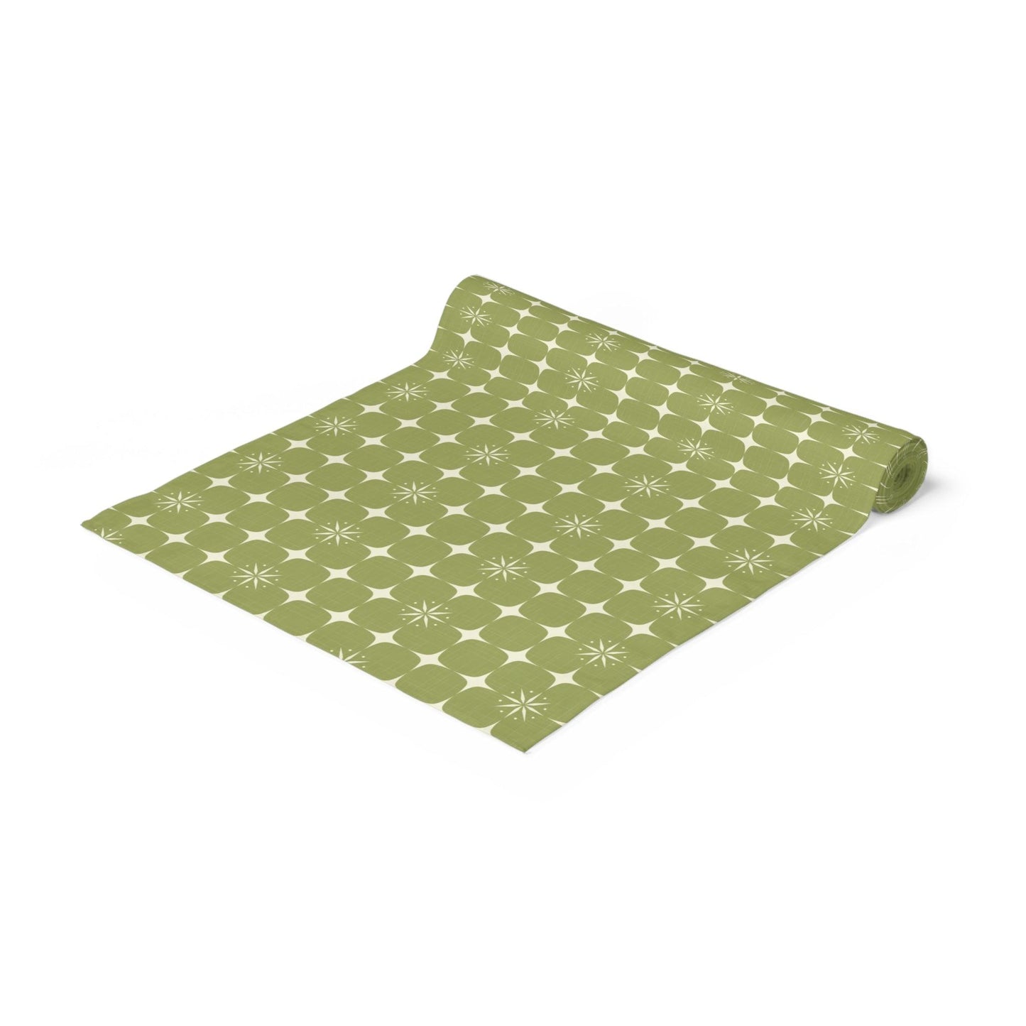 Retro 50s Atomic Burst Mid Century Mod Green Table Runner | lovevisionkarma.com