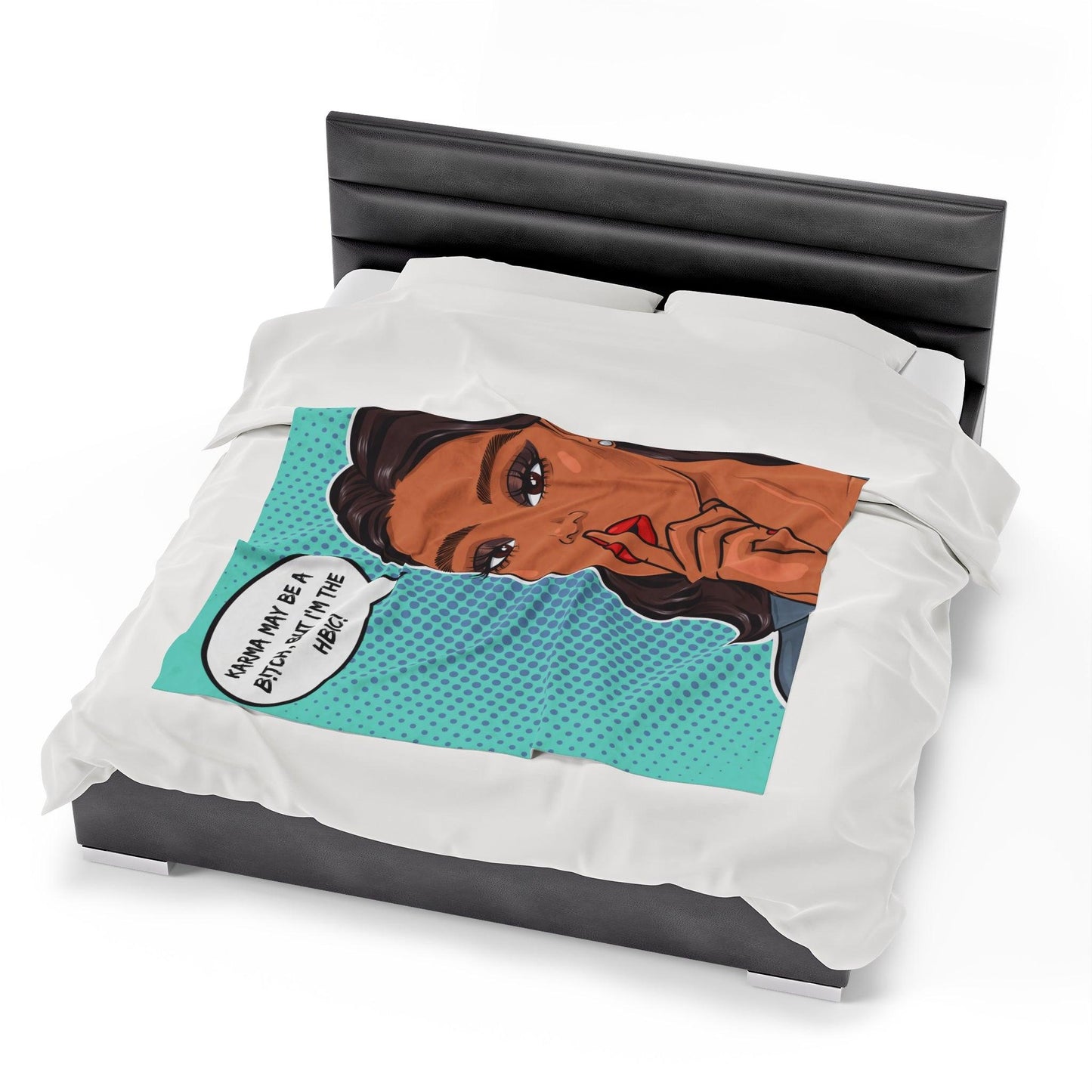 "HBIC" Comic Pop Art Colorful & Sassy Velveteen Lightweight Blanket | lovevisionkarma.com