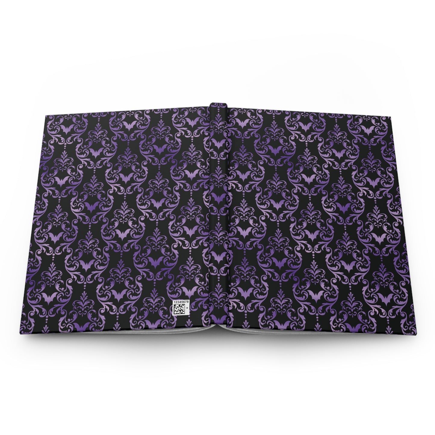 Dark Academia Damask Bat, Victorian Goth Inspired Purple & Black Glam Goth Matte Hardcover Journal