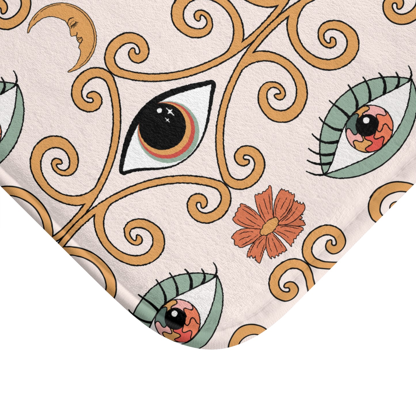 Boho Chic Eyes Retro MCM Multicolor Bath Mat