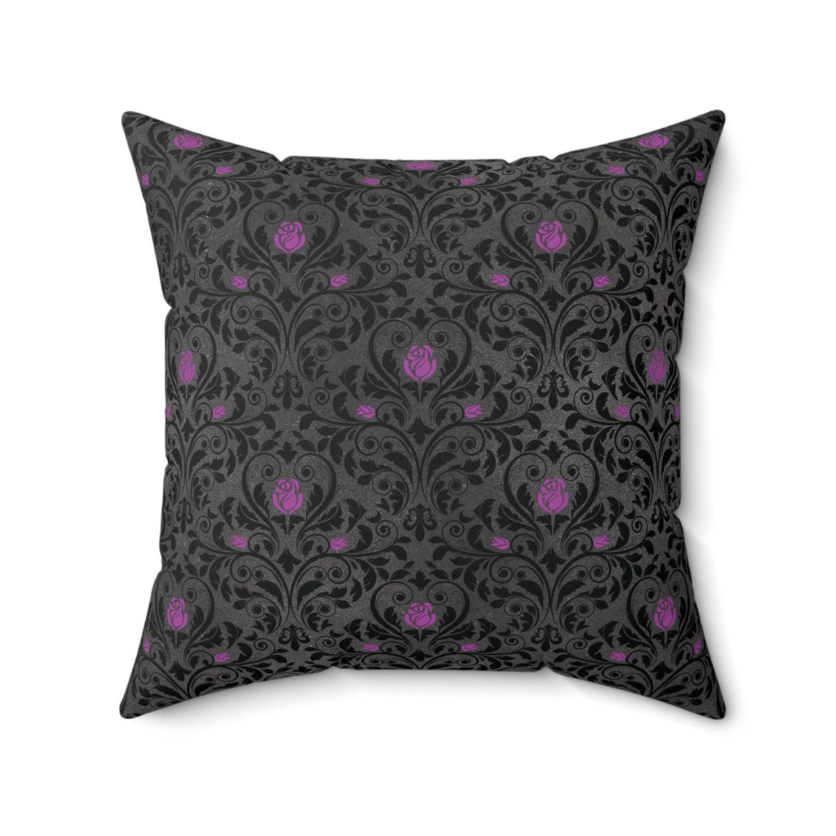 Goth Pink Skull Damask Halloween Glam Goth Black Throw Pillow