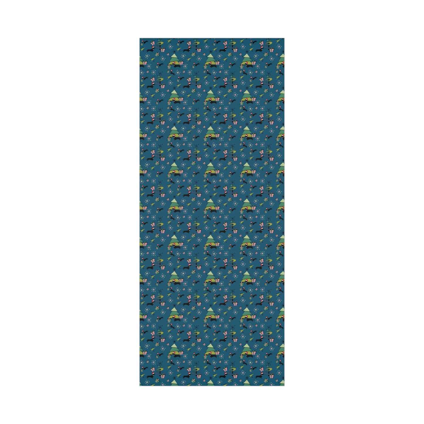 Retro 50s Atomic Dachshund Wiener Dog MCM Blue Eco-Friendly Wrapping Paper