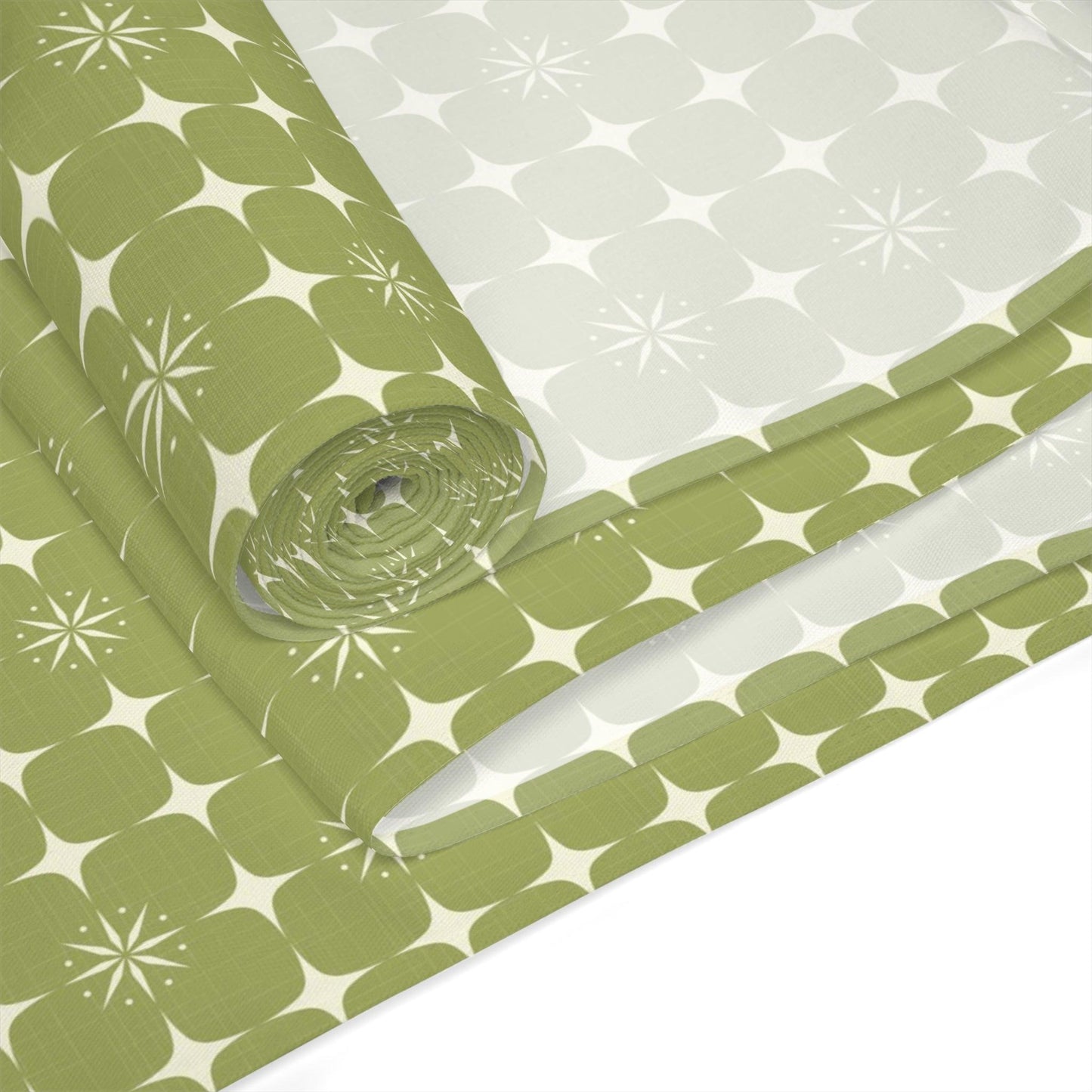 Retro 50s Atomic Burst Mid Century Mod Green Table Runner | lovevisionkarma.com