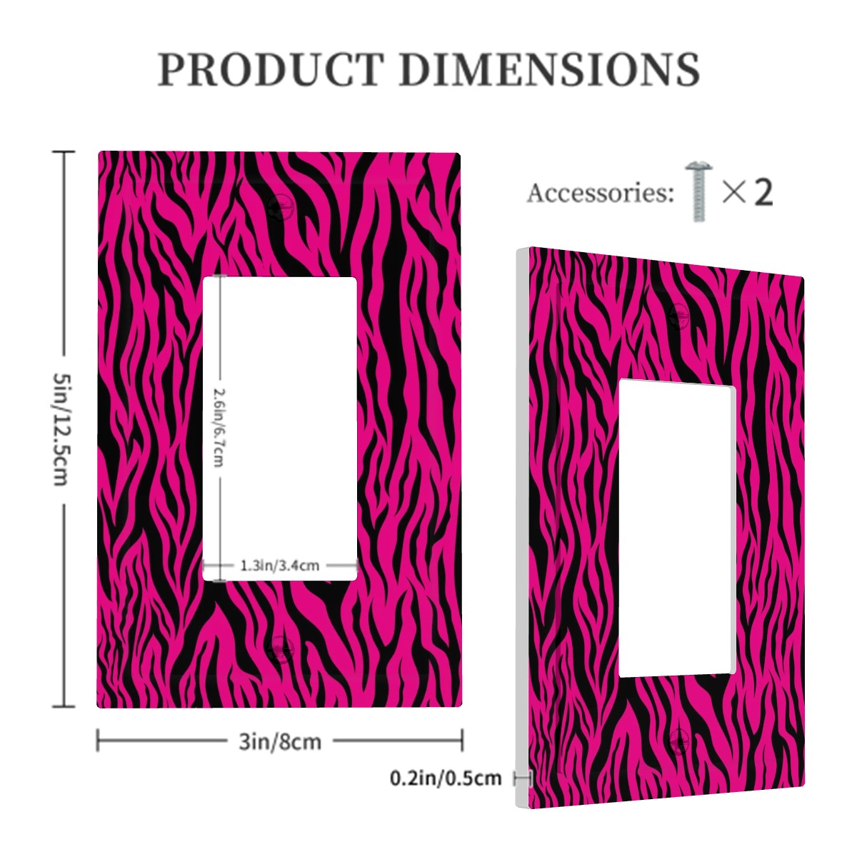 Pink & Black Tiger Stripe Animal Print MCM Rocker Light Switch Cover (1-Gang Wall Plate)