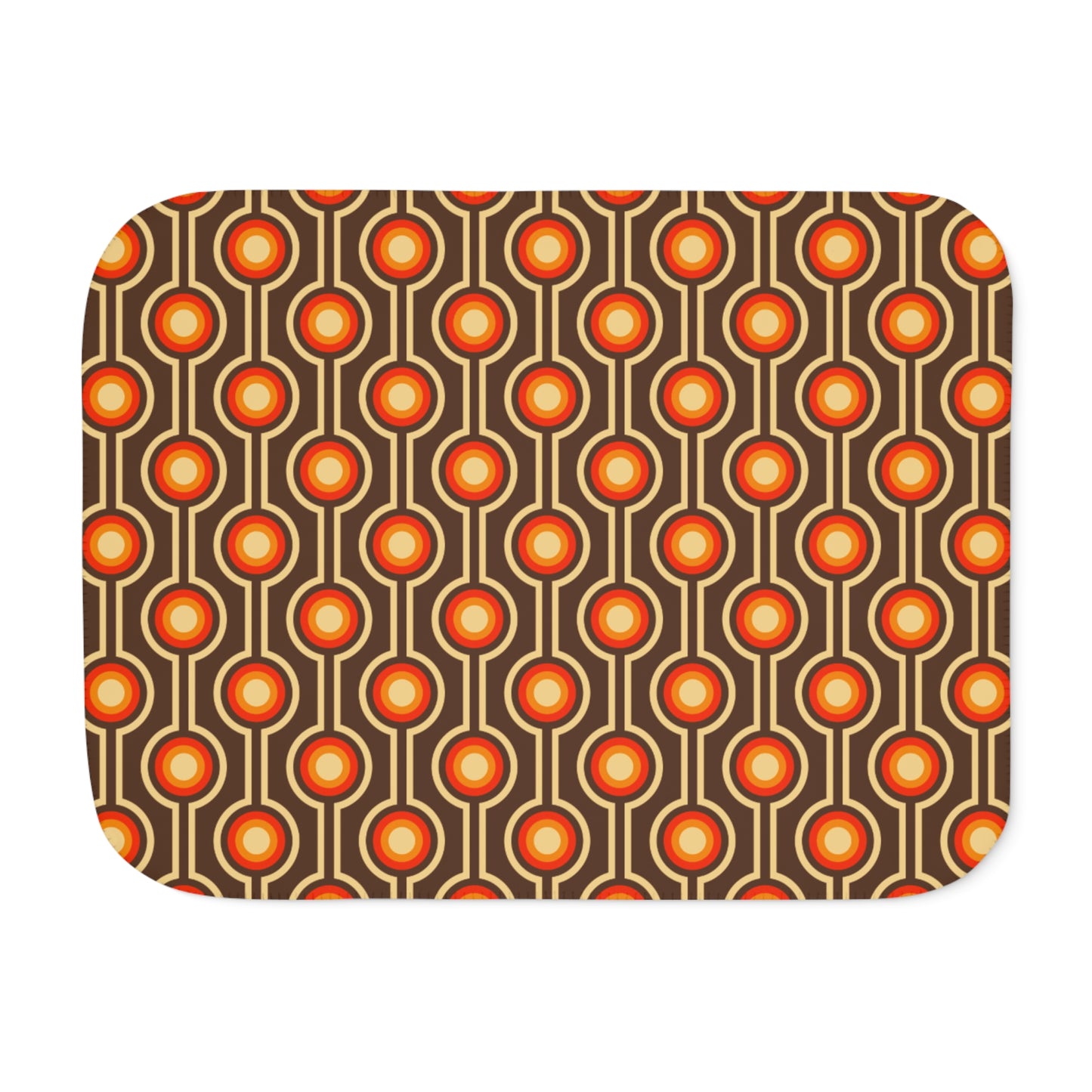 Retro 60s 70s Funky Mid Century Mod Brown & Orange Sherpa Blanket