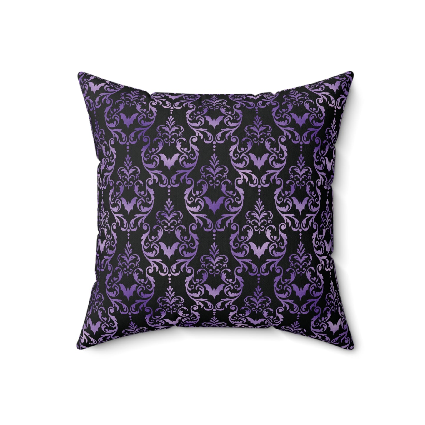 Dark Academia Damask Bat, Victorian Goth Inspired Purple & Black Glam Goth Pillow