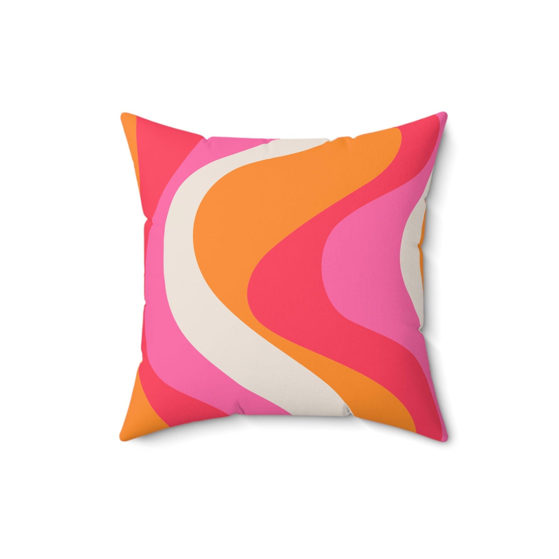 Retro 60s Groovy Hippie Swirl MCM Pink & Orange Throw Pillow | lovevisionkarma.com