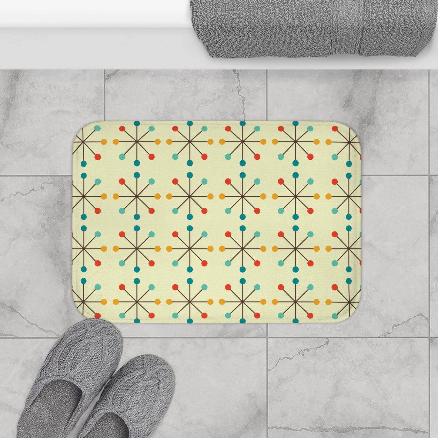 Vintage Retro 1950's Atomic Burst Mid Century Modern Bath Mat