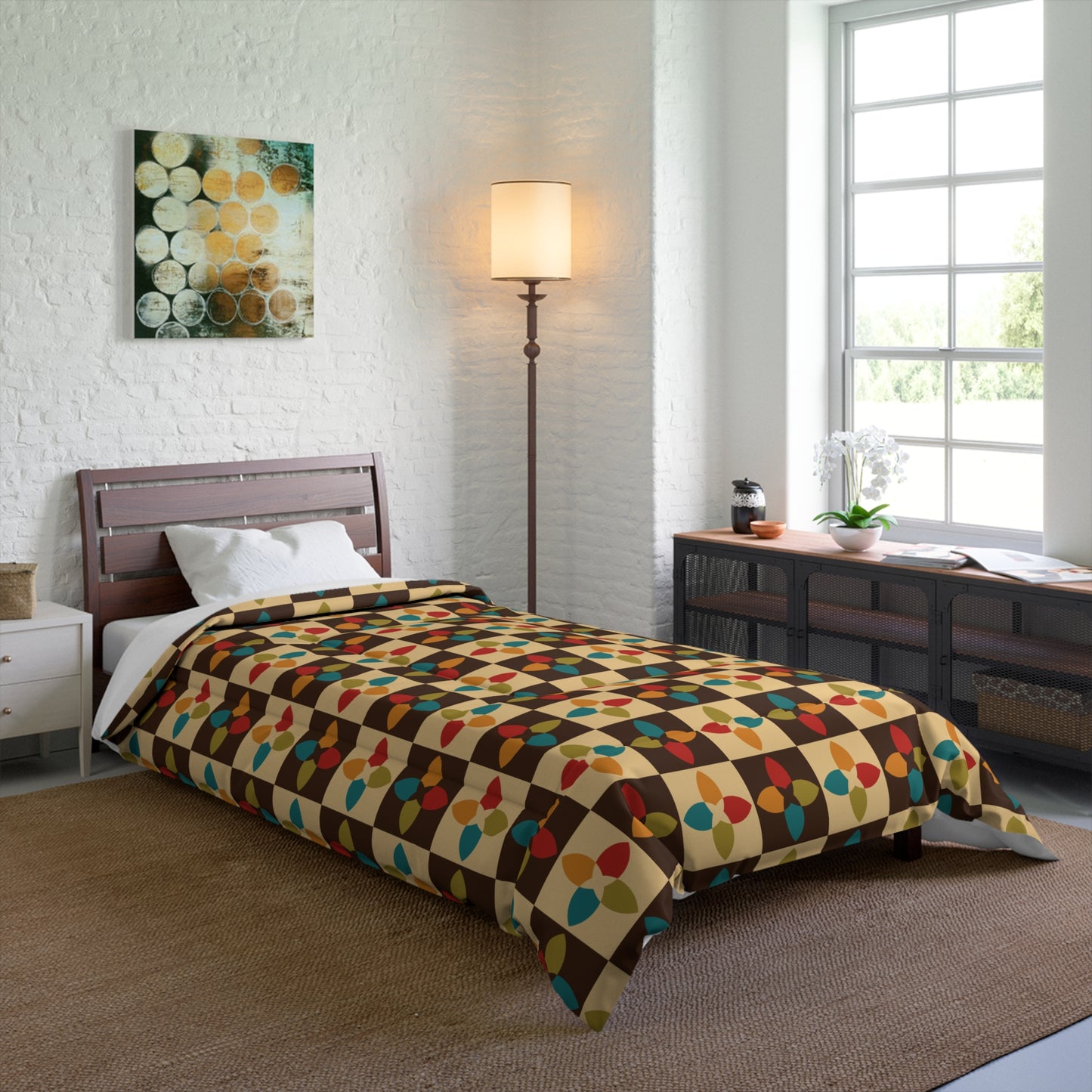 Retro 60s 70s Mid Century Modern Multicolor Comforter