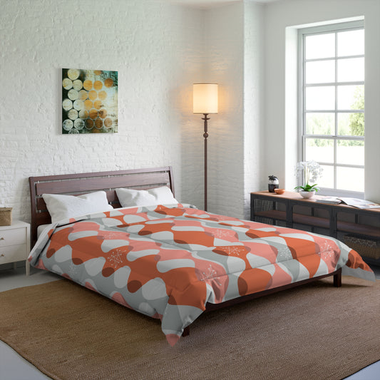 Retro 50's Mid Century Mod Atomic Starbursts & Waves Pink Comforter