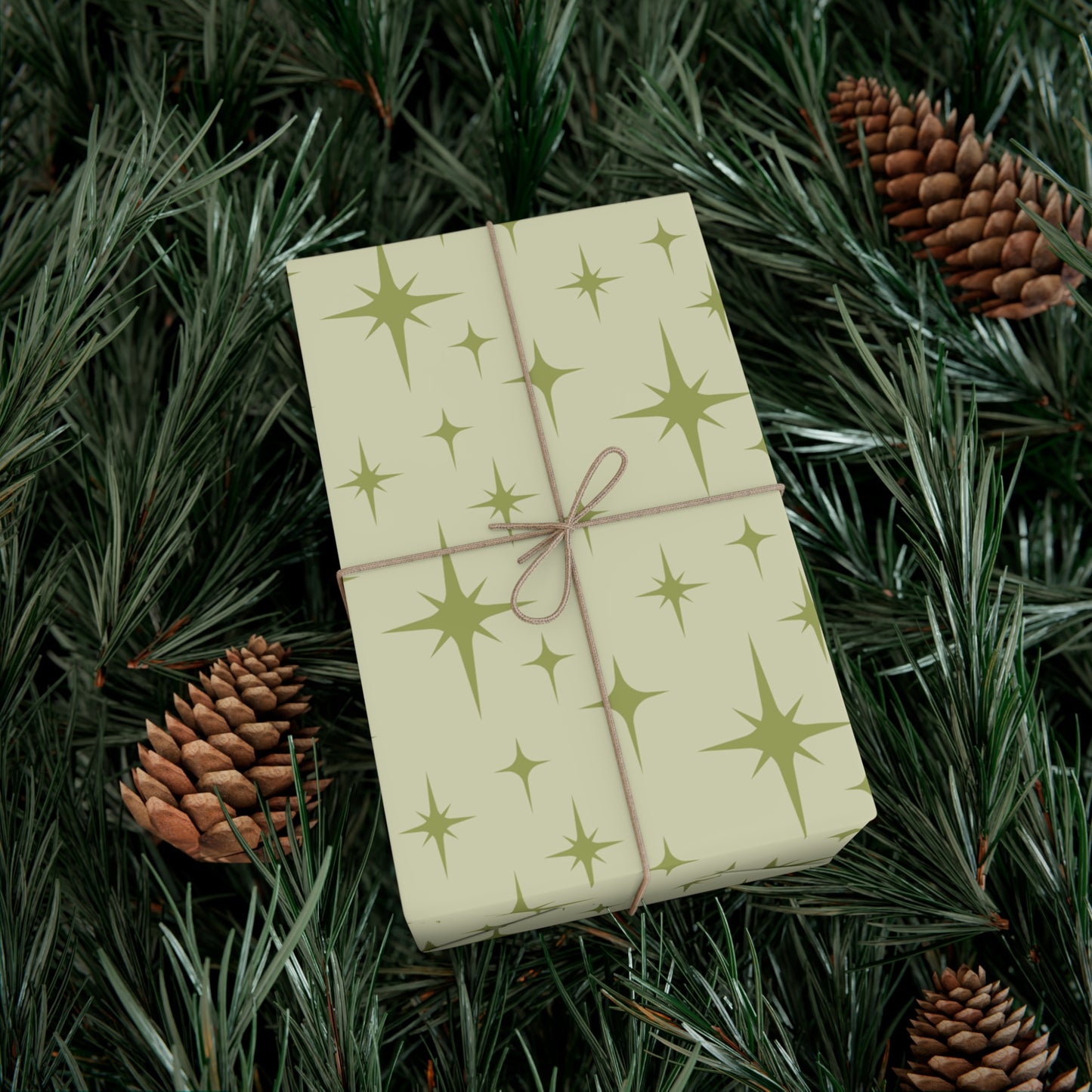 Retro 50's Atomic Starburst Mid Century Mod Green Eco-Friendly Gift Wrap