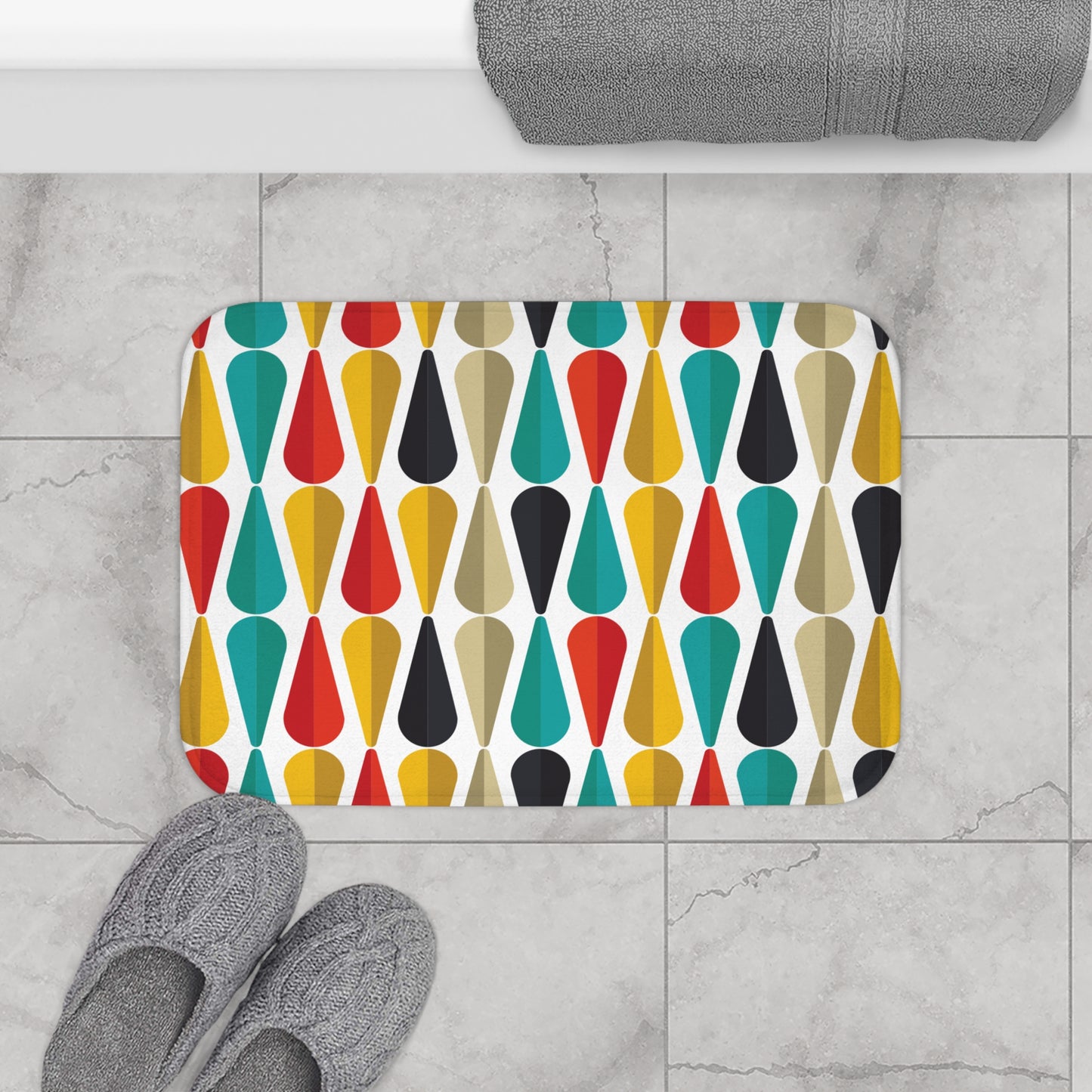 Retro 50s Mid Century Mod Bold Geometric Multicolor Bath Mat