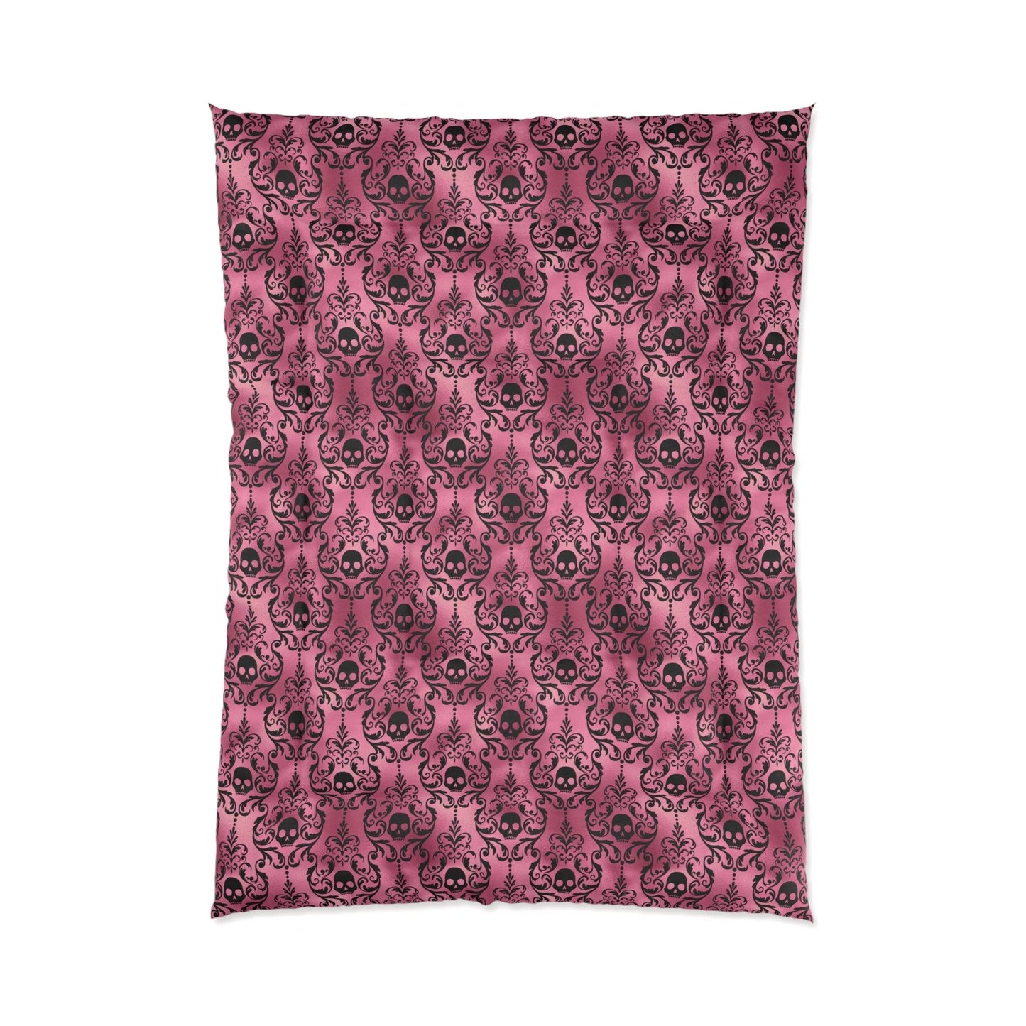 Goth Black Skull Damask Halloween Glam Goth Pink Comforter | lovevisionkarma.com