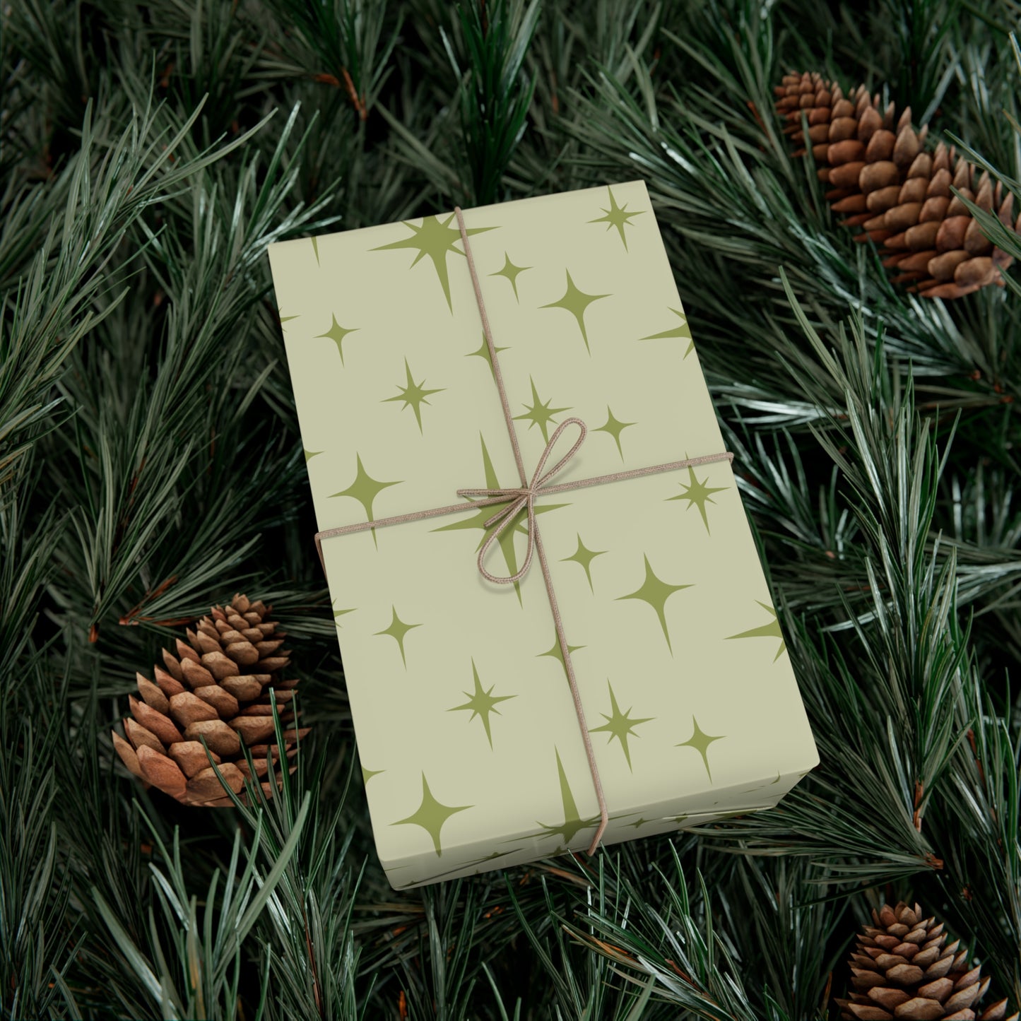 Retro 50's Atomic Starburst Mid Century Mod Green Eco-Friendly Gift Wrap