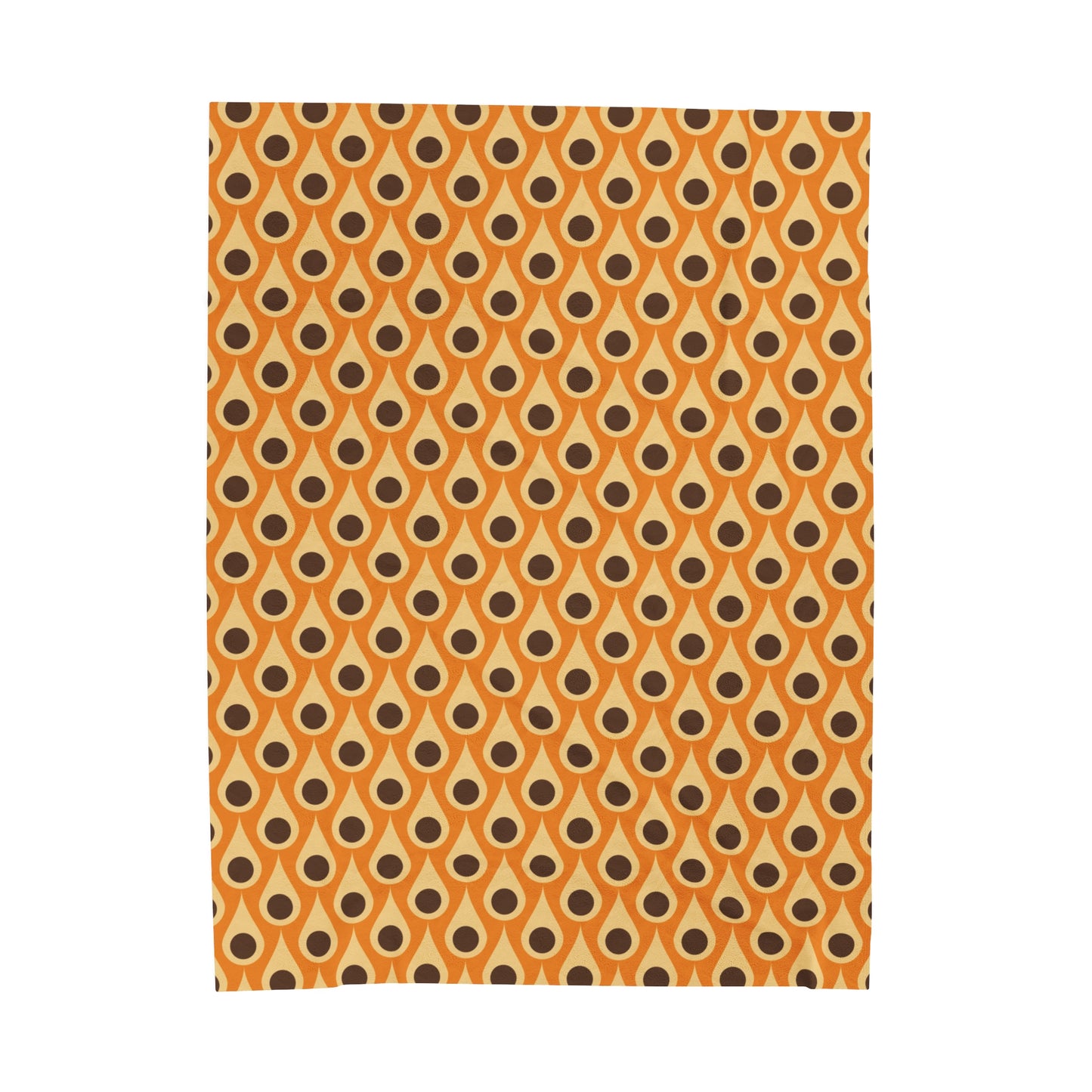 Retro 60s 70s Mid Century Mod Funky Mustard, Orange & Brown Lightweight Velveteen Blanket