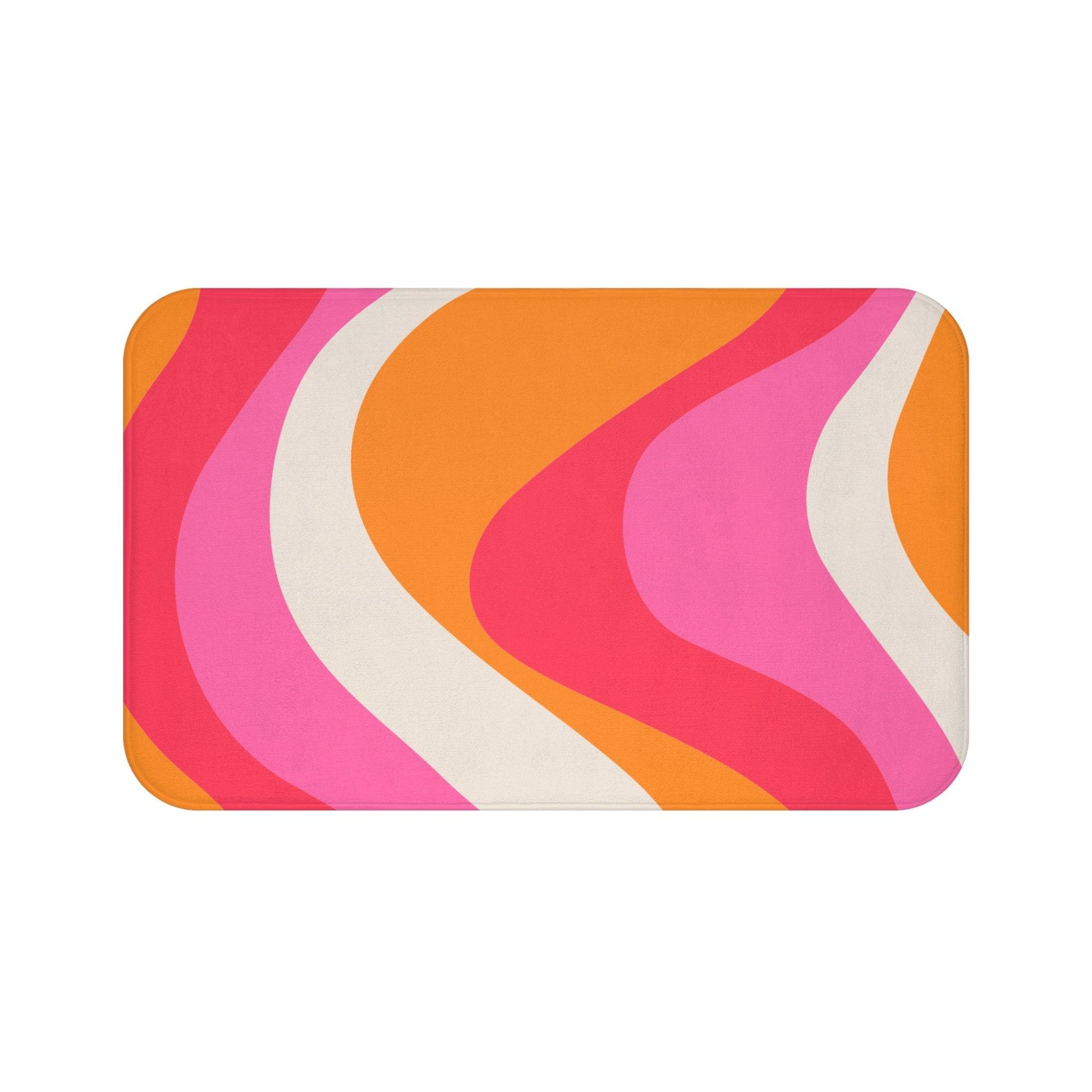 Retro 60s Groovy Hippie Swirl MCM Pink & Orange Bath Mat | lovevisionkarma.com