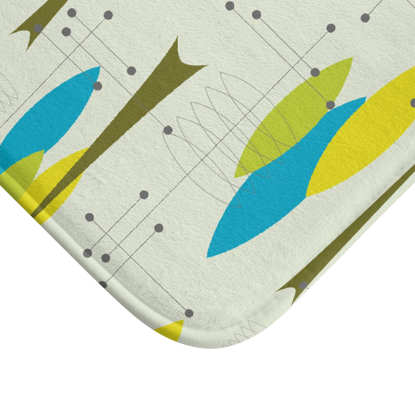 Vintage Retro 50's Abstract Mid Century Green & Blue Bath Mat