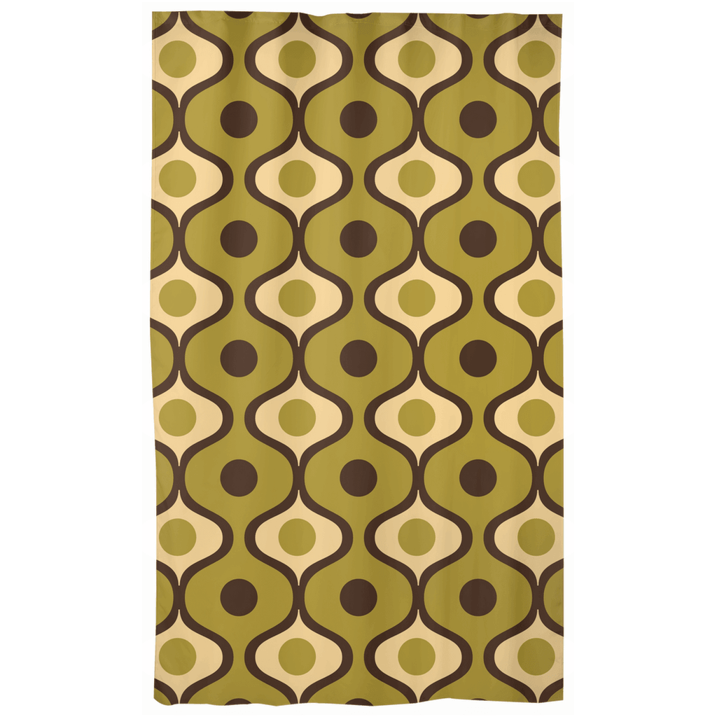 Retro 60s 70s Geometric Mid Century Mod Green Curtains | lovevisionkarma.com