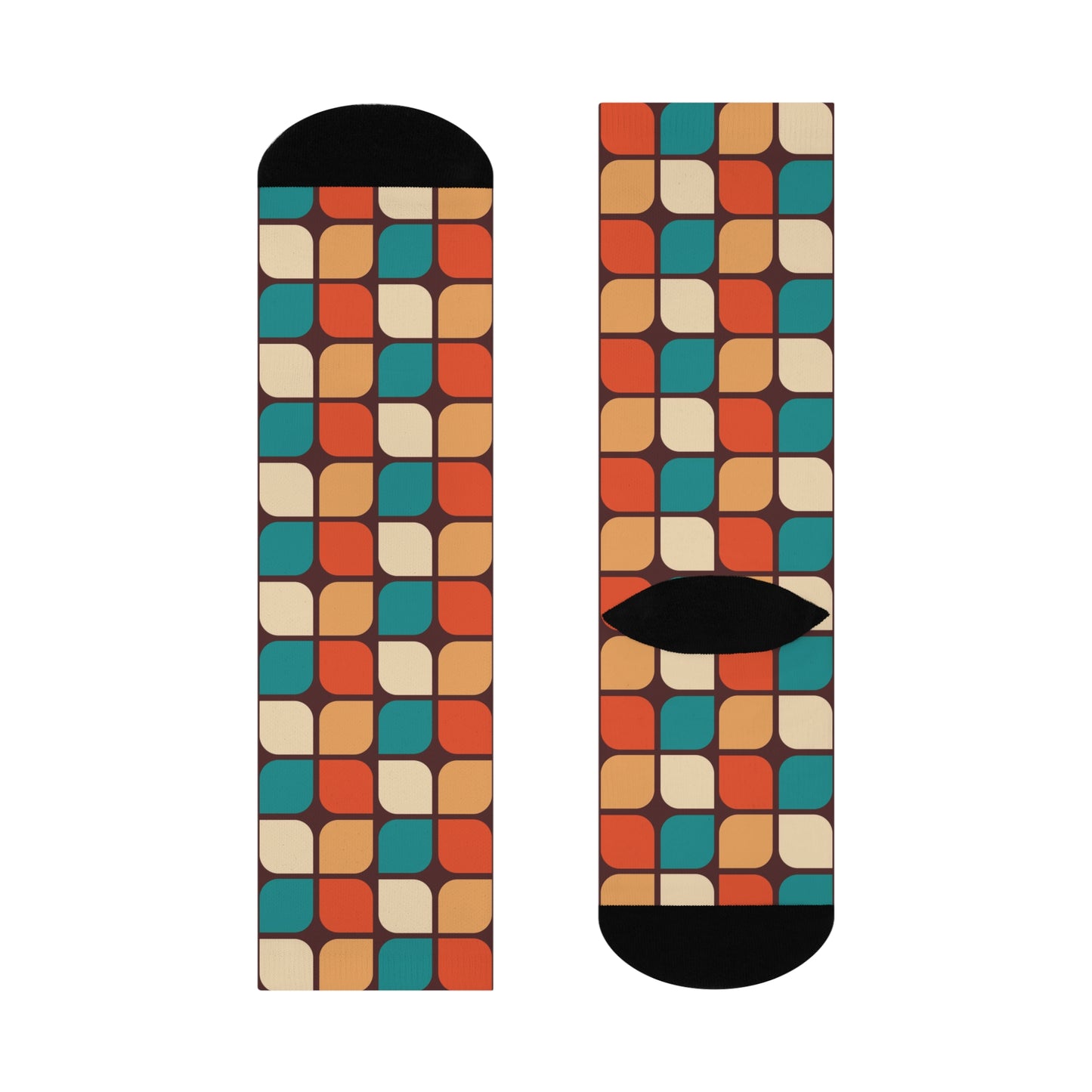 Retro 60s 70s Mid Century Modern Funky Colorful Cushioned Crew Socks