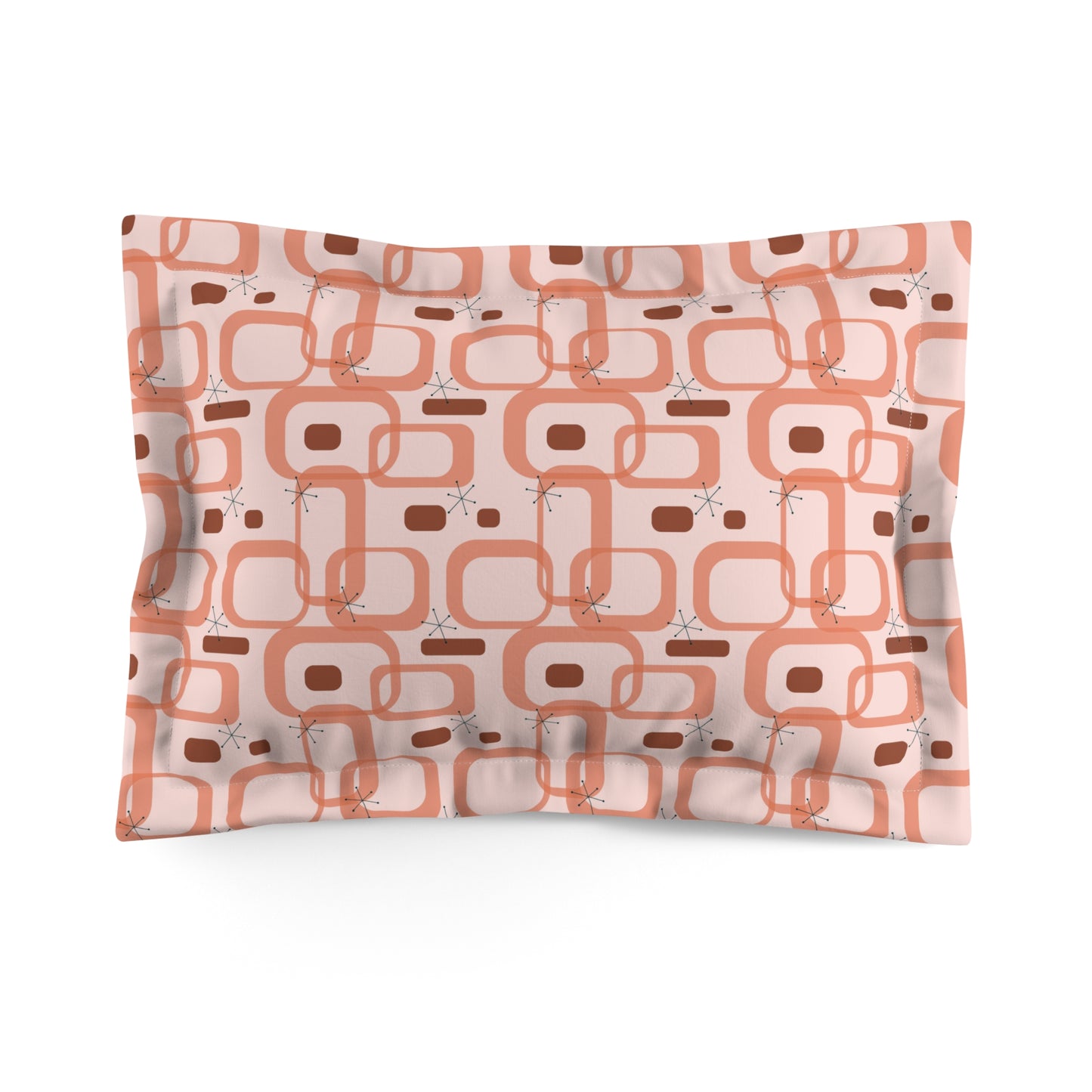 Retro Mid Century Pink Starbursts and Loops Pillow Sham