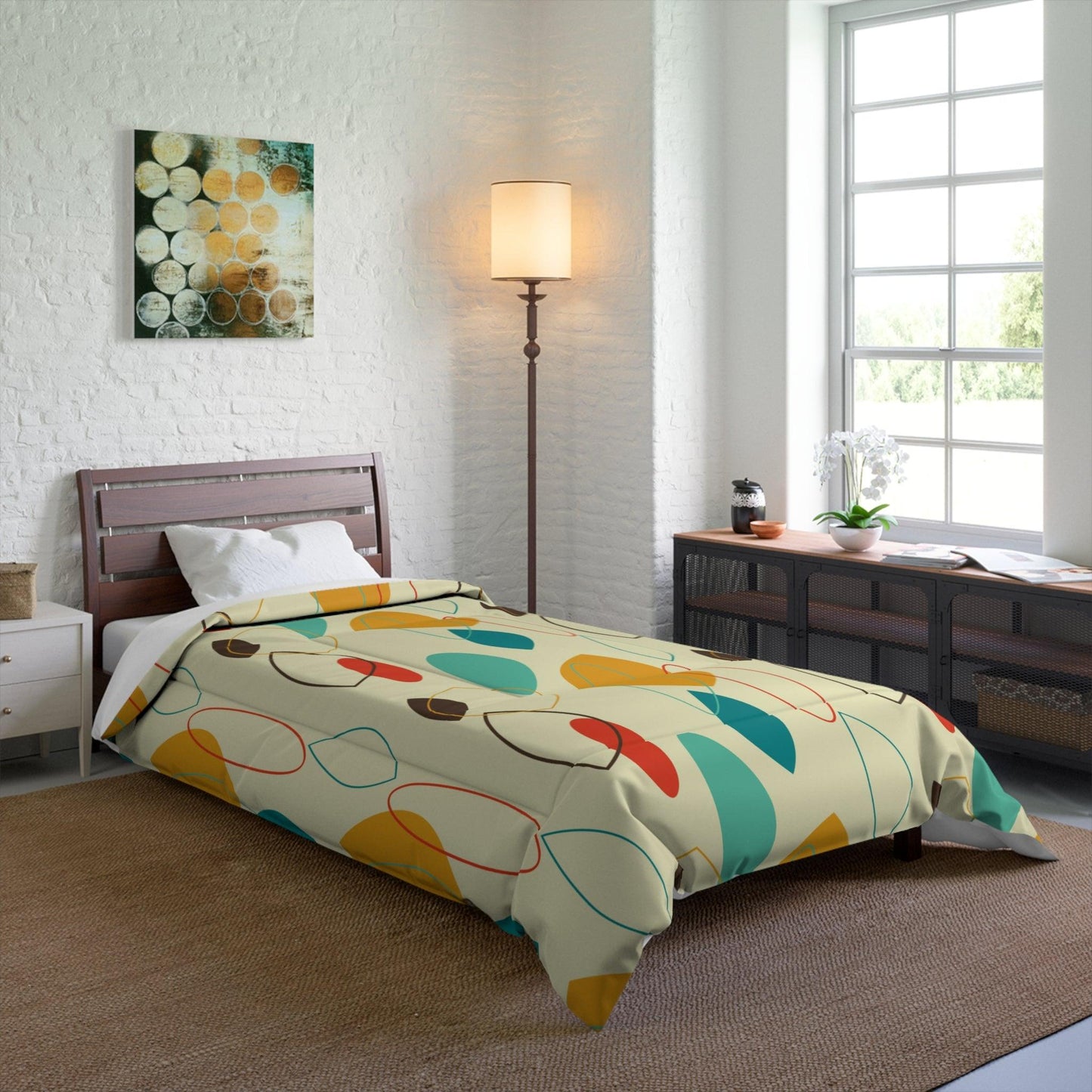 Retro Mid Century Modern Abstract Multicolor Comforter | lovevisionkarma.com