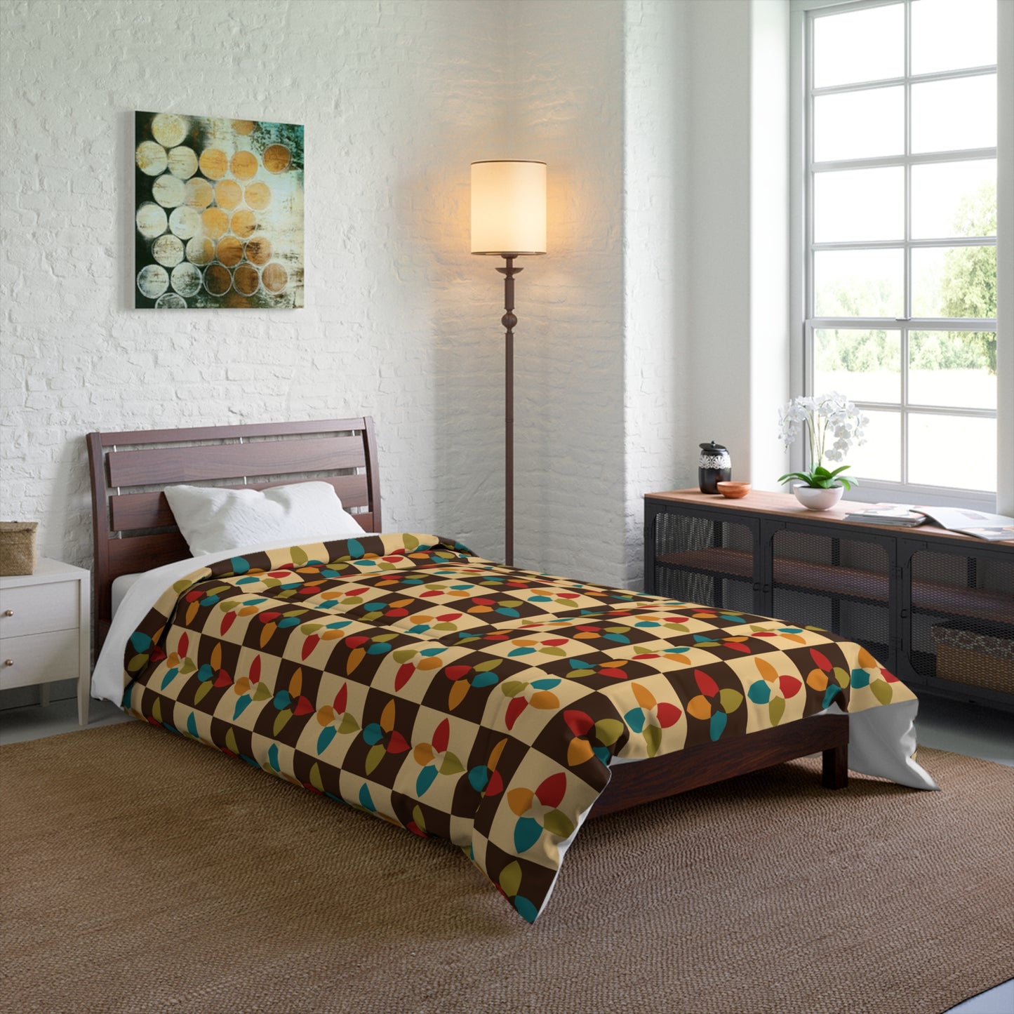 Retro 60s 70s Mid Century Modern Multicolor Comforter