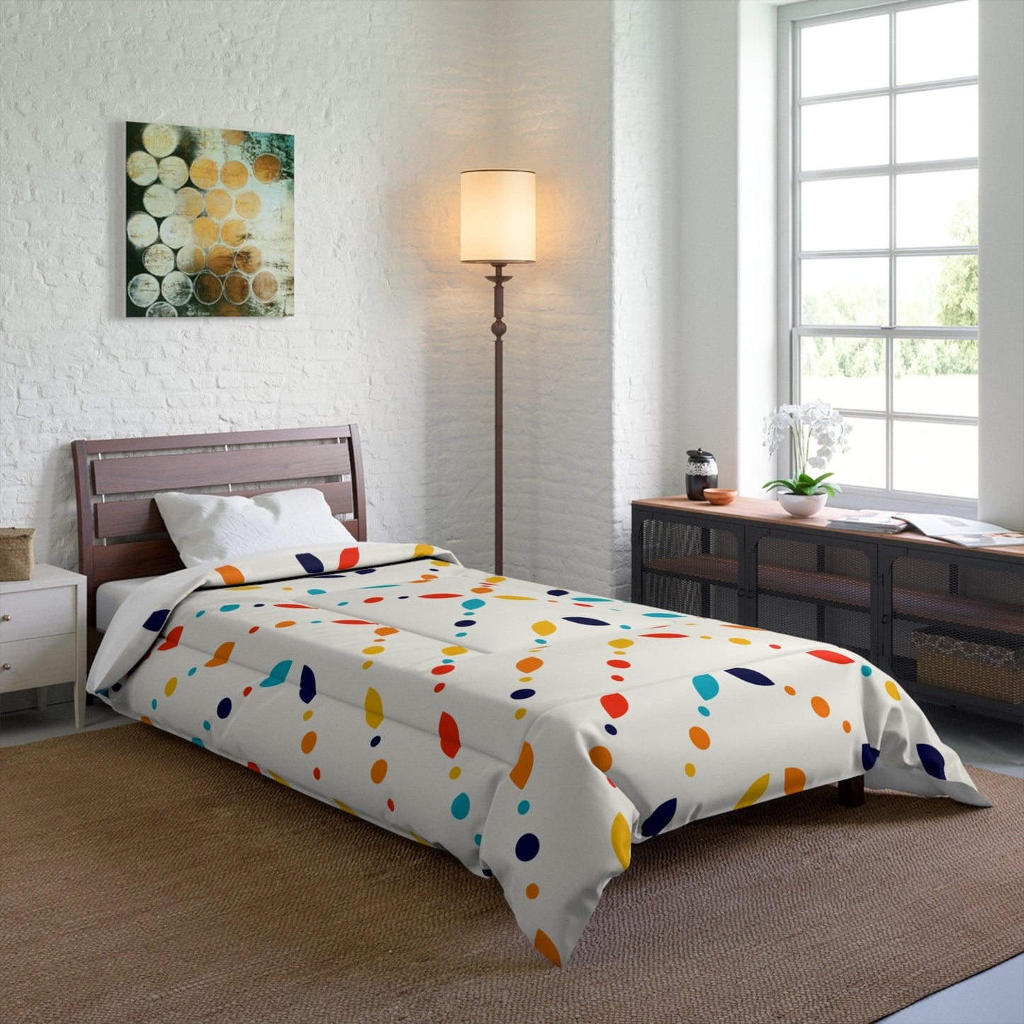 Retro Mid Century Mod Minimalist Colorful Comforter | lovevisionkarma.com