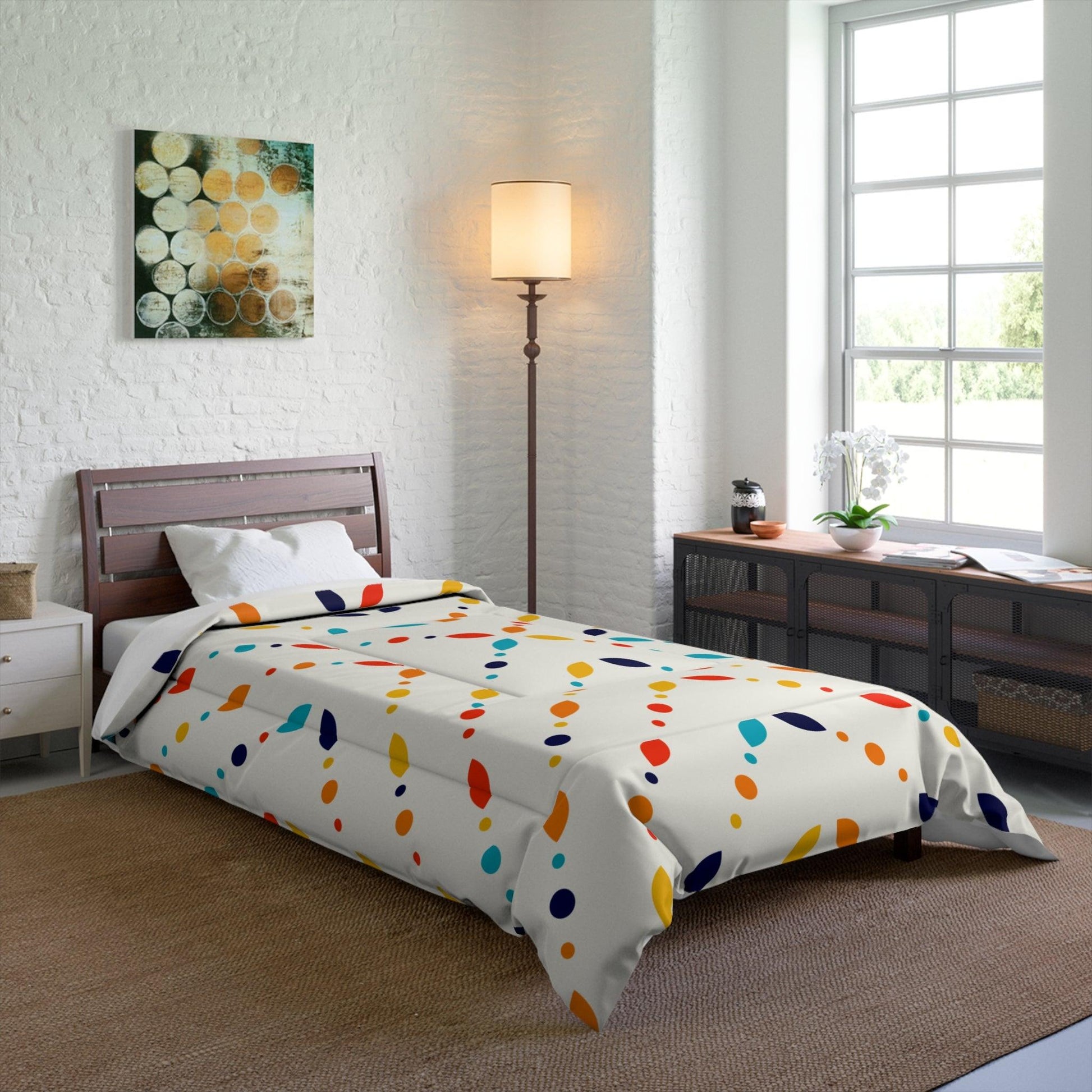 Retro Mid Century Mod Minimalist Colorful Comforter | lovevisionkarma.com