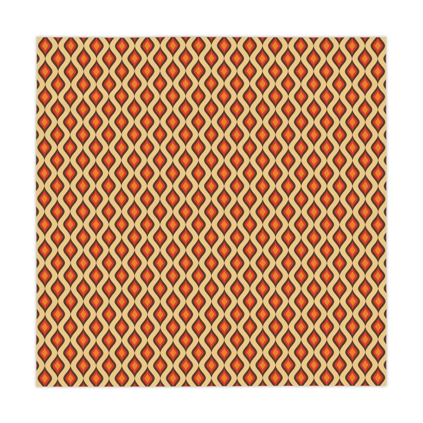 Retro 60s 70s Mid Century Mod Funky Geometric Mustard, Orange and Brown Tablecloth