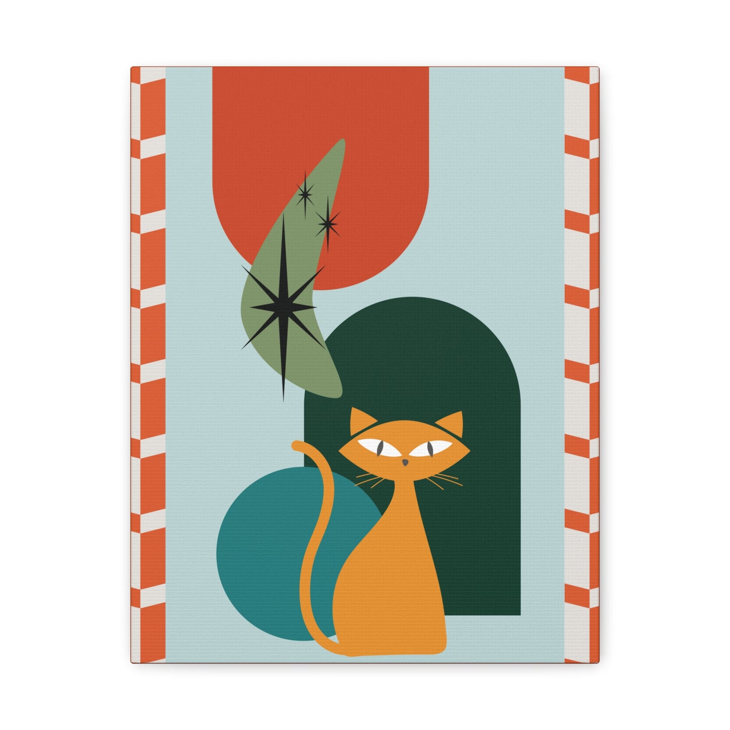 Retro 50's Atomic Cat Mid Century Mod Multicolor Canvas Gallery Wrap