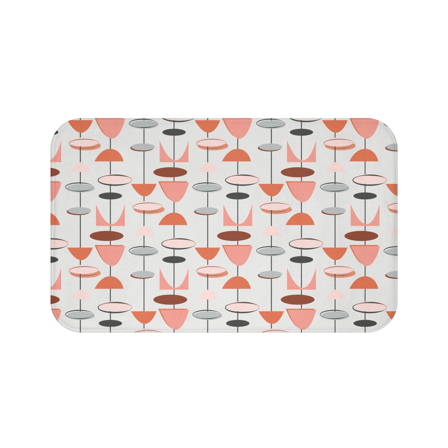 Retro 50s Mid Century Mod Abstract Pink & Gray Bath Mat