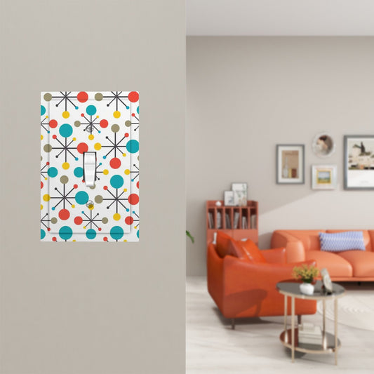 Retro 50's Atomic Burst Mid Century Modern Colorful Single Toggle Light Switch Cover (1-Gang Wall Plate)