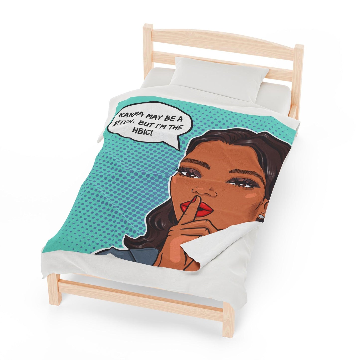 "HBIC" Comic Pop Art Colorful & Sassy Velveteen Lightweight Blanket | lovevisionkarma.com