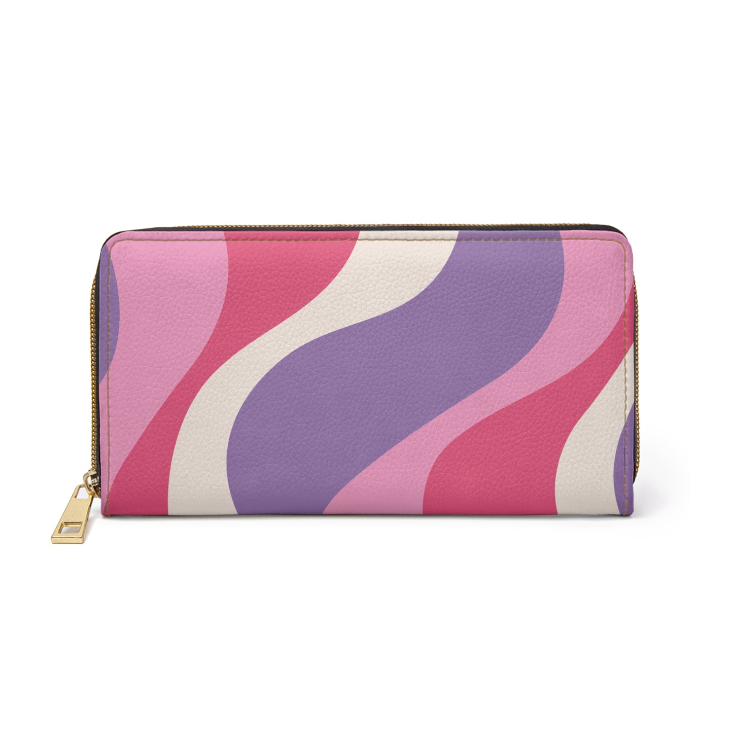 Retro 60s Groovy Hippie Swirl MCM Pink & Purple Zipper Wallet
