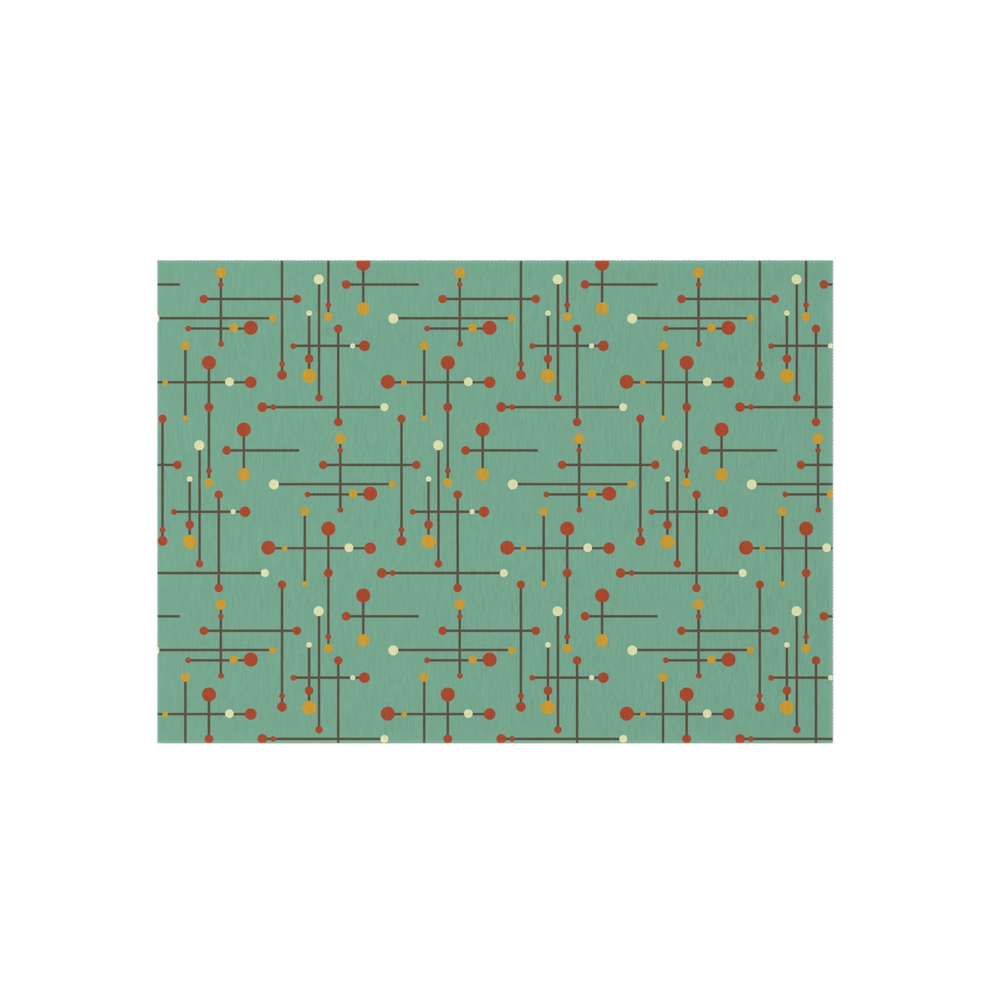 Retro 50's Eames Inspired Mid Century Mod Lines Anti-Slip Teal Blue Indoor/Outdoor Accent Rug