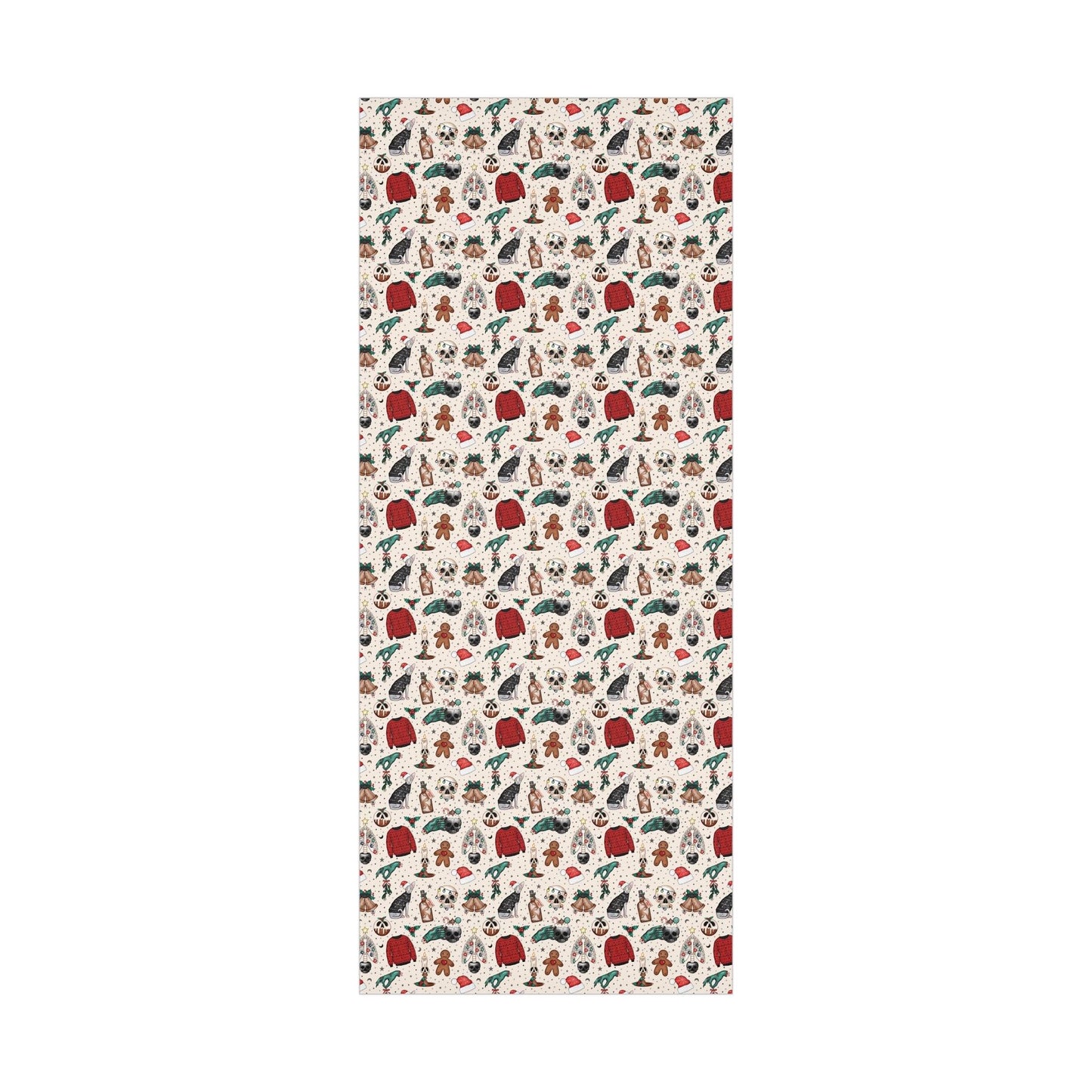 Goth Christmas Kitsch Skulls, Cats & Zombie Hands Multicolor Eco-Friendly Gift Wrap Paper | lovevisionkarma.com