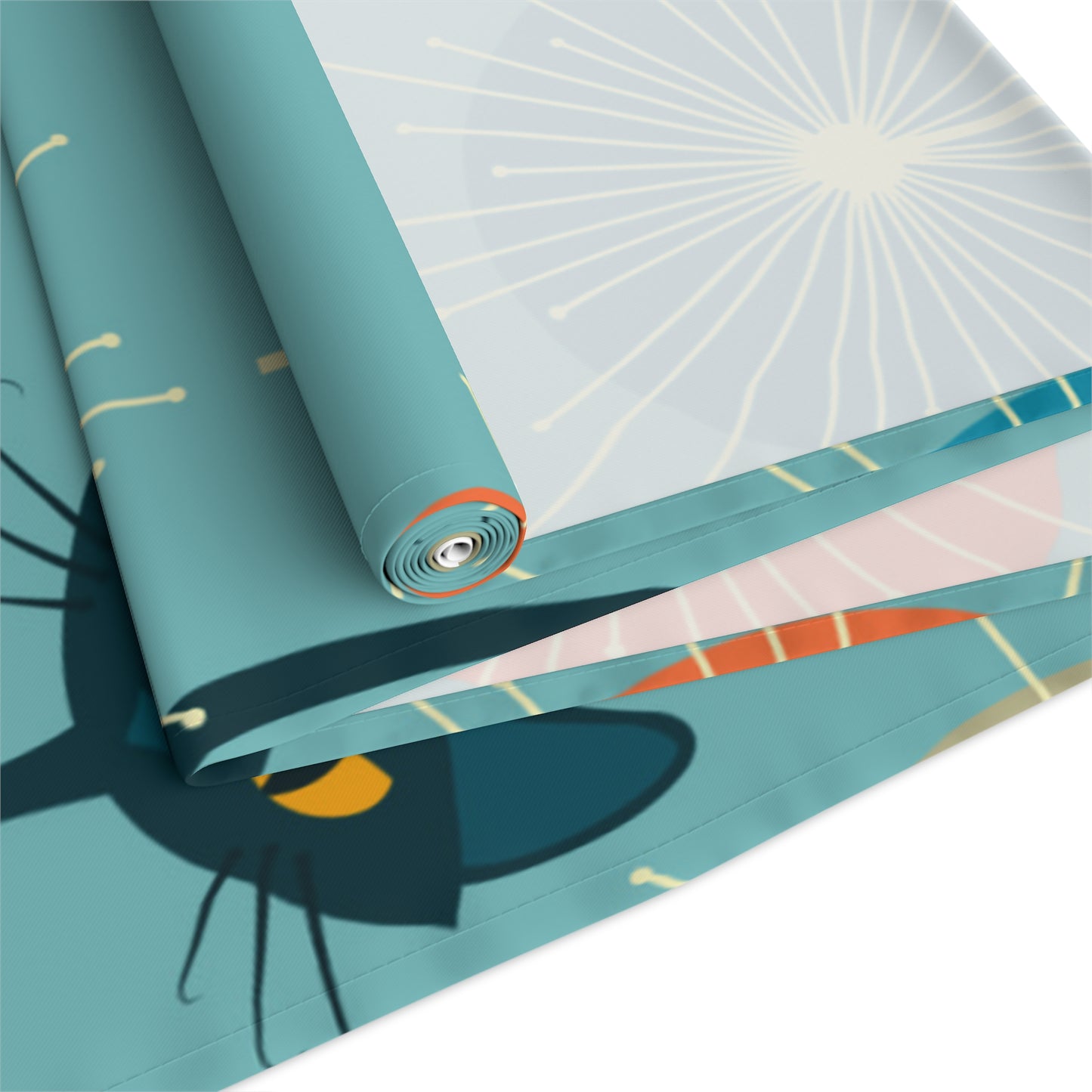 Retro Atomic Cat Mid Century Mod Multicolor Table Runner