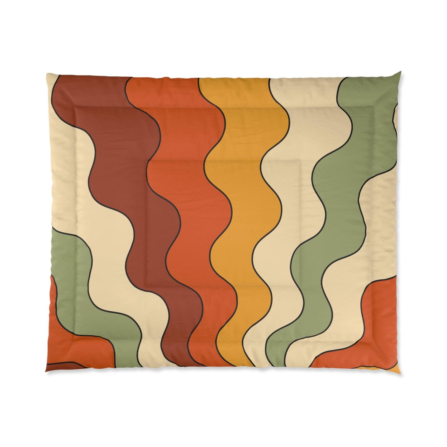 Groovy 60s 70s Mod Retro Rainbow, Orange, Yellow, Green MCM Comforter | lovevisionkarma.com