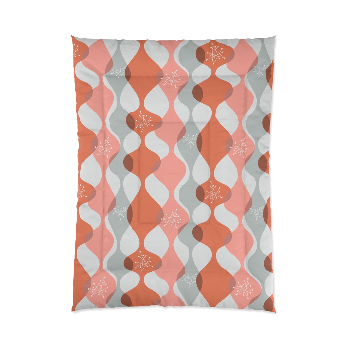 Retro 50's Mid Century Mod Atomic Starbursts & Waves Pink Comforter