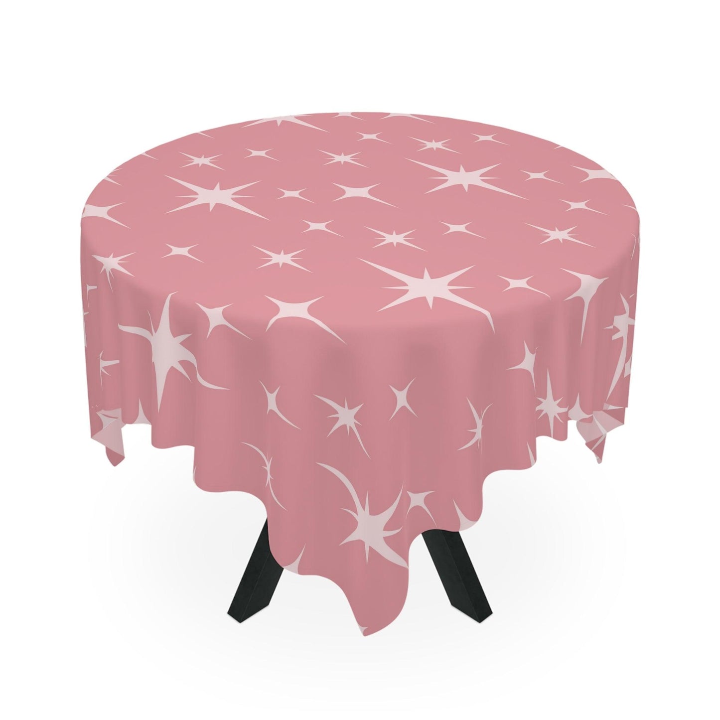 Retro 50s Atomic Starburst Pink Mid Century Modern Tablecloth | lovevisionkarma.com