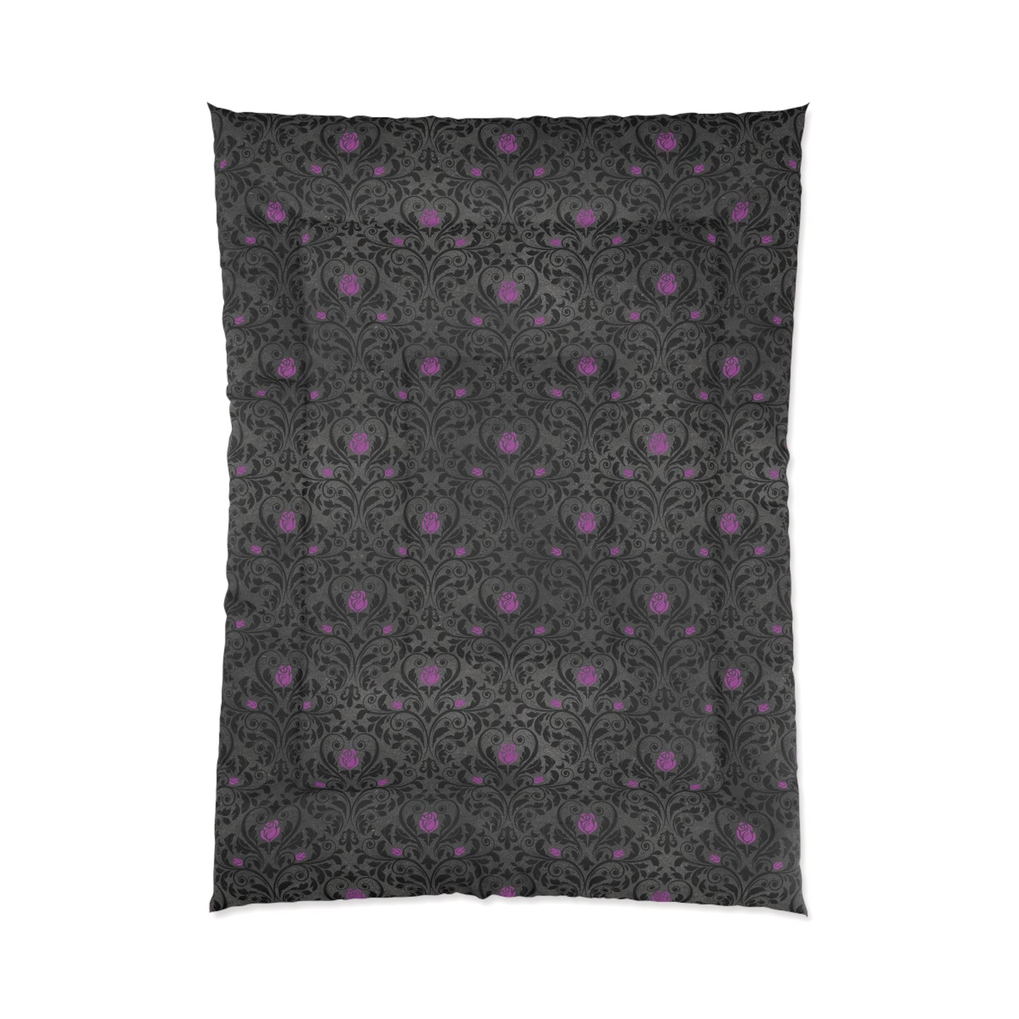 Victorian Goth Damask Purple and Black Dark Academia Glam Goth Comforter
