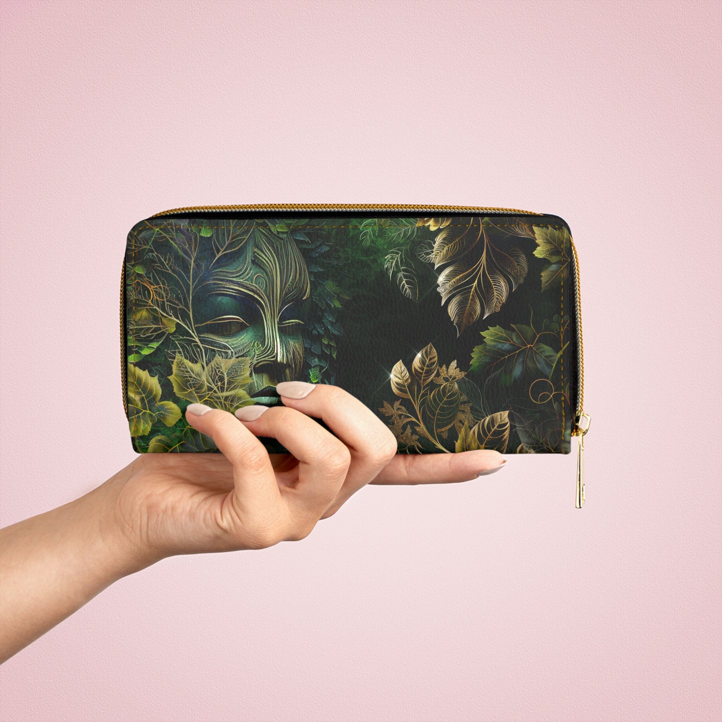 Magical Wood Nymph, Ethereal Forest Witch, Green Goddess Zipper Wallet