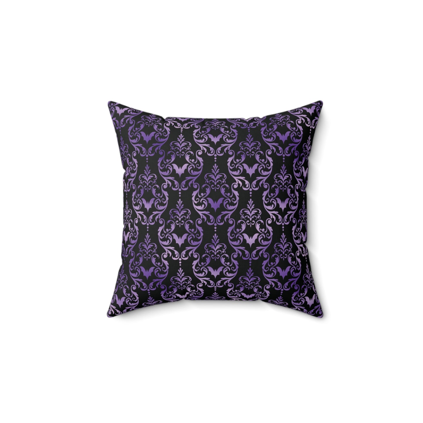 Dark Academia Damask Bat, Victorian Goth Inspired Purple & Black Glam Goth Pillow