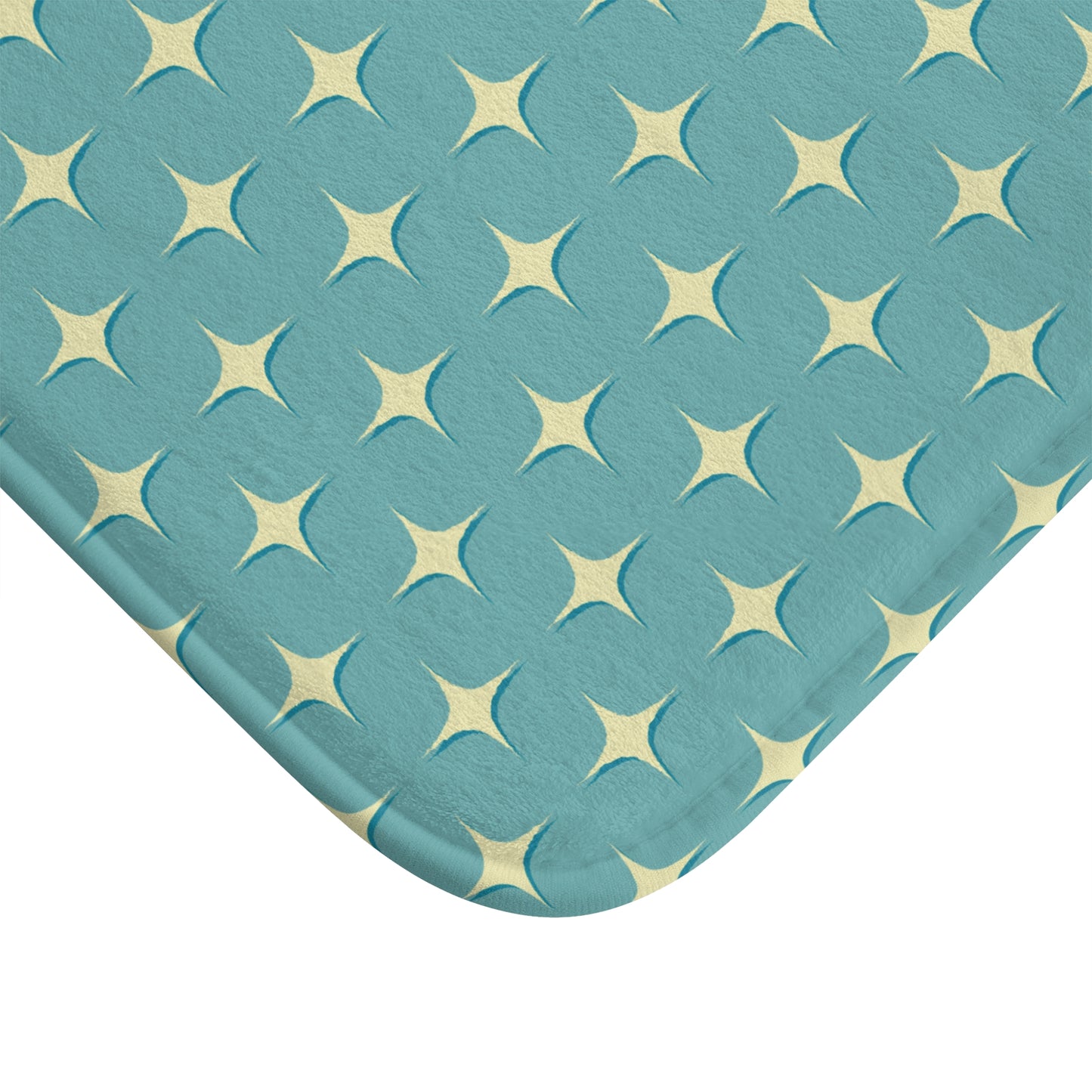 Retro 50s Atomic Starburst Mid Century Mod Blue Bath Mat