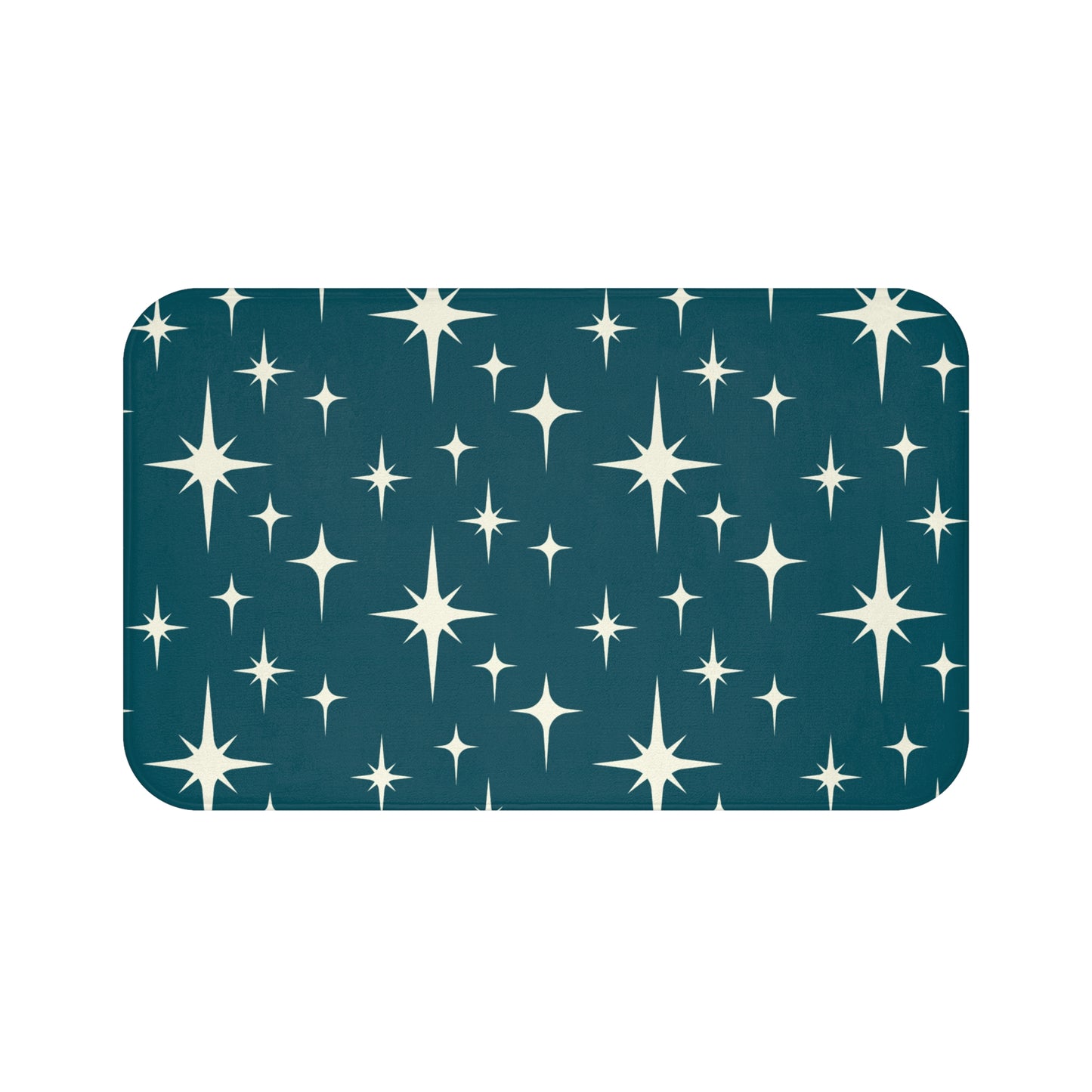 Retro 50s Atomic Starburst Off-White and Blue MCM Bath Mat