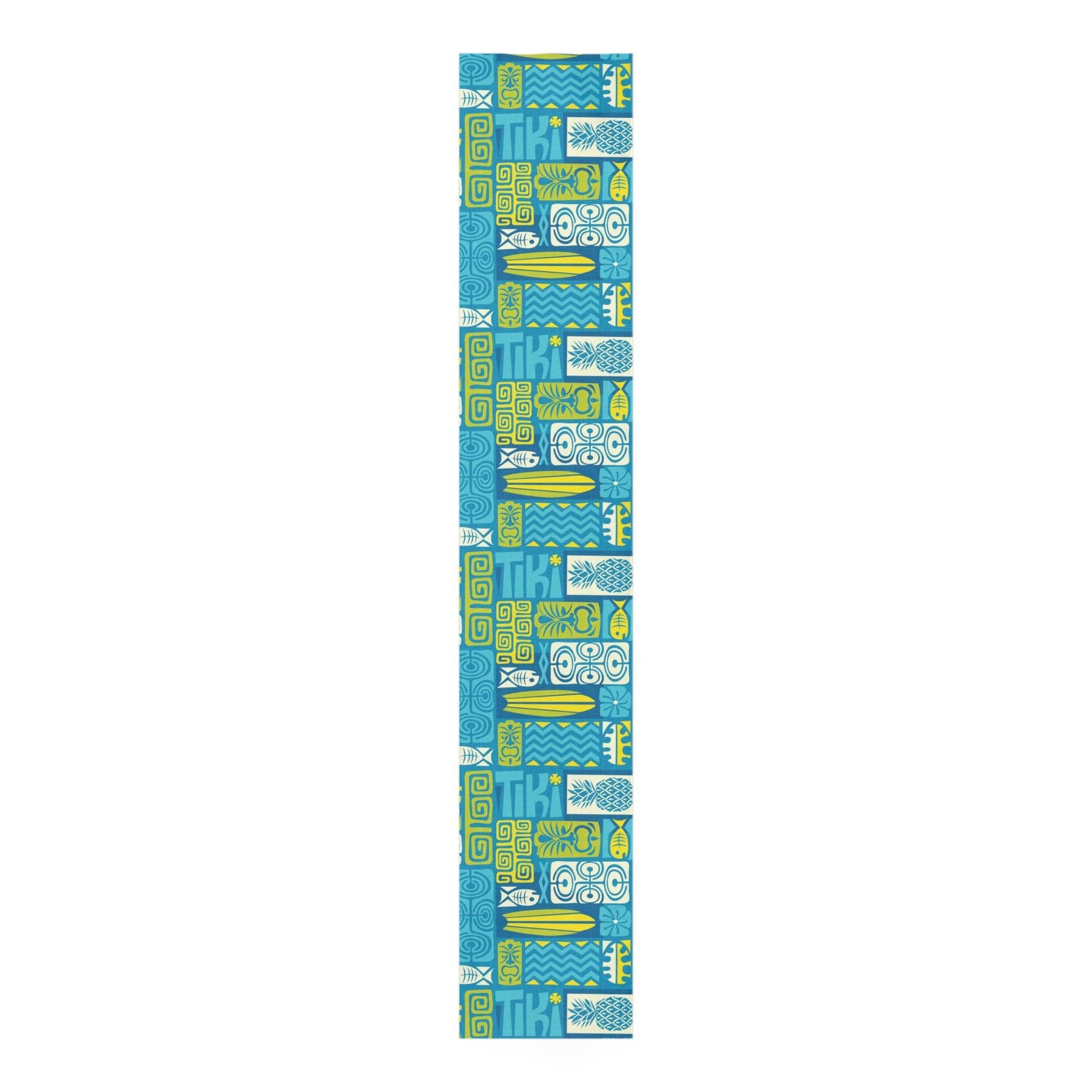 Tiki Retro 60s Mid Century Mod Blue & Green Table Runner | lovevisionkarma.com