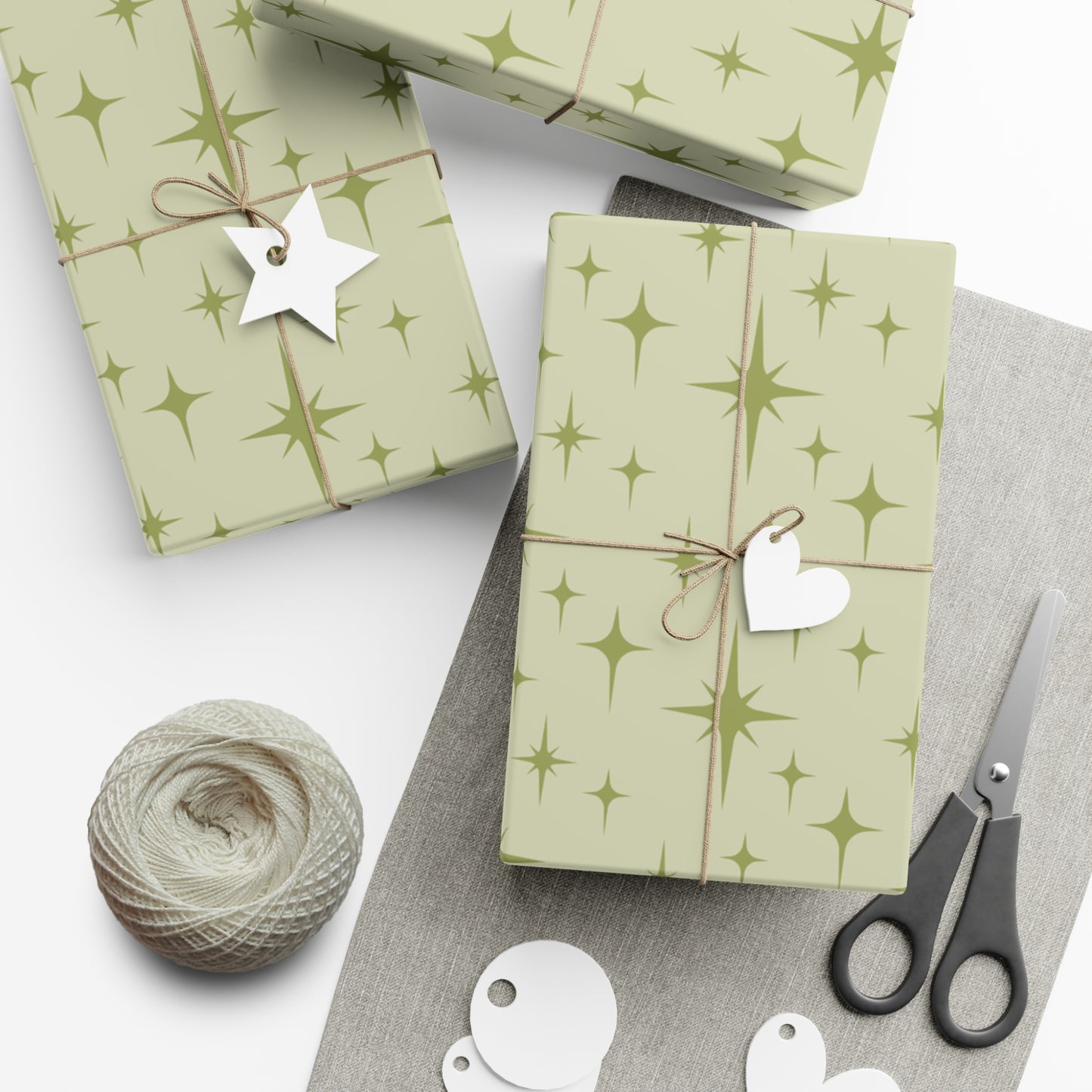 Retro 50's Atomic Starburst Mid Century Mod Green Eco-Friendly Gift Wrap