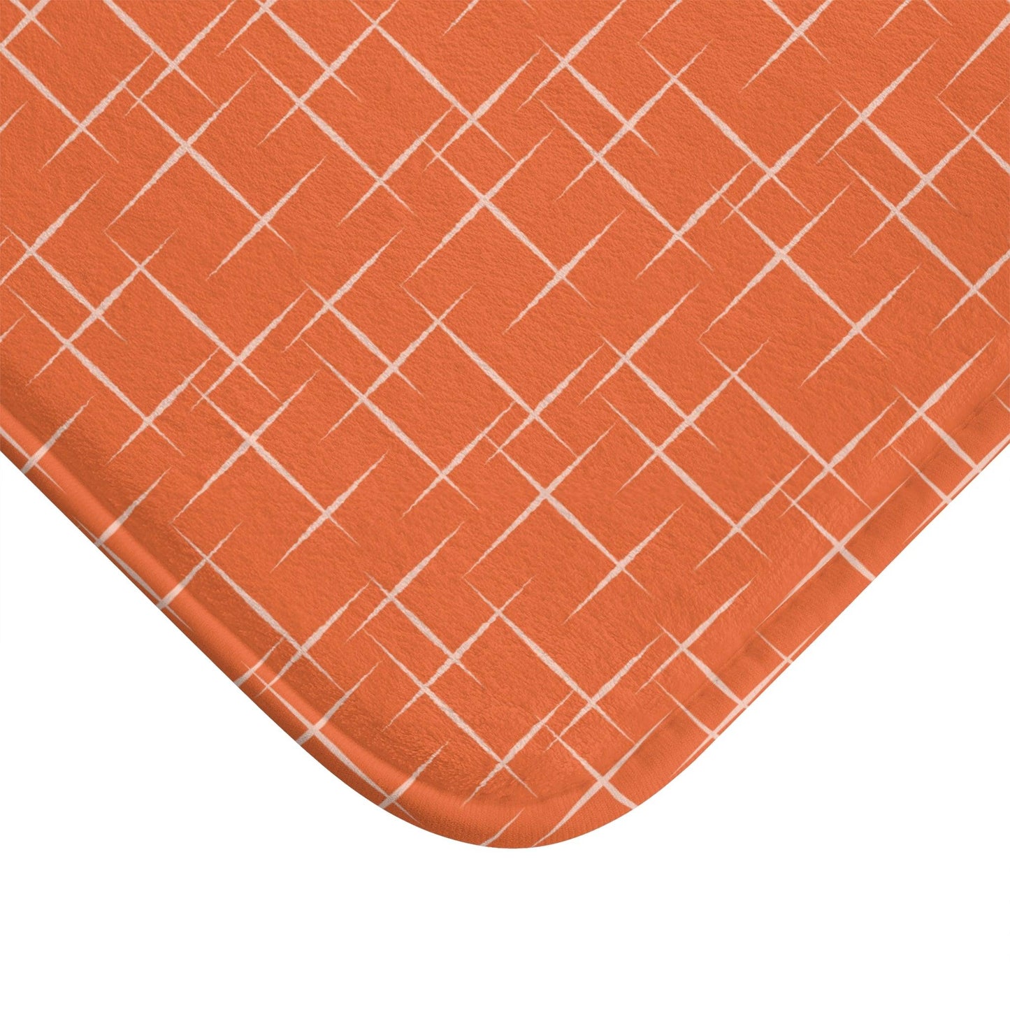 Retro 50s Abstract Lines Mid Century Modern Orange Bath Mat | lovevisionkarma.com