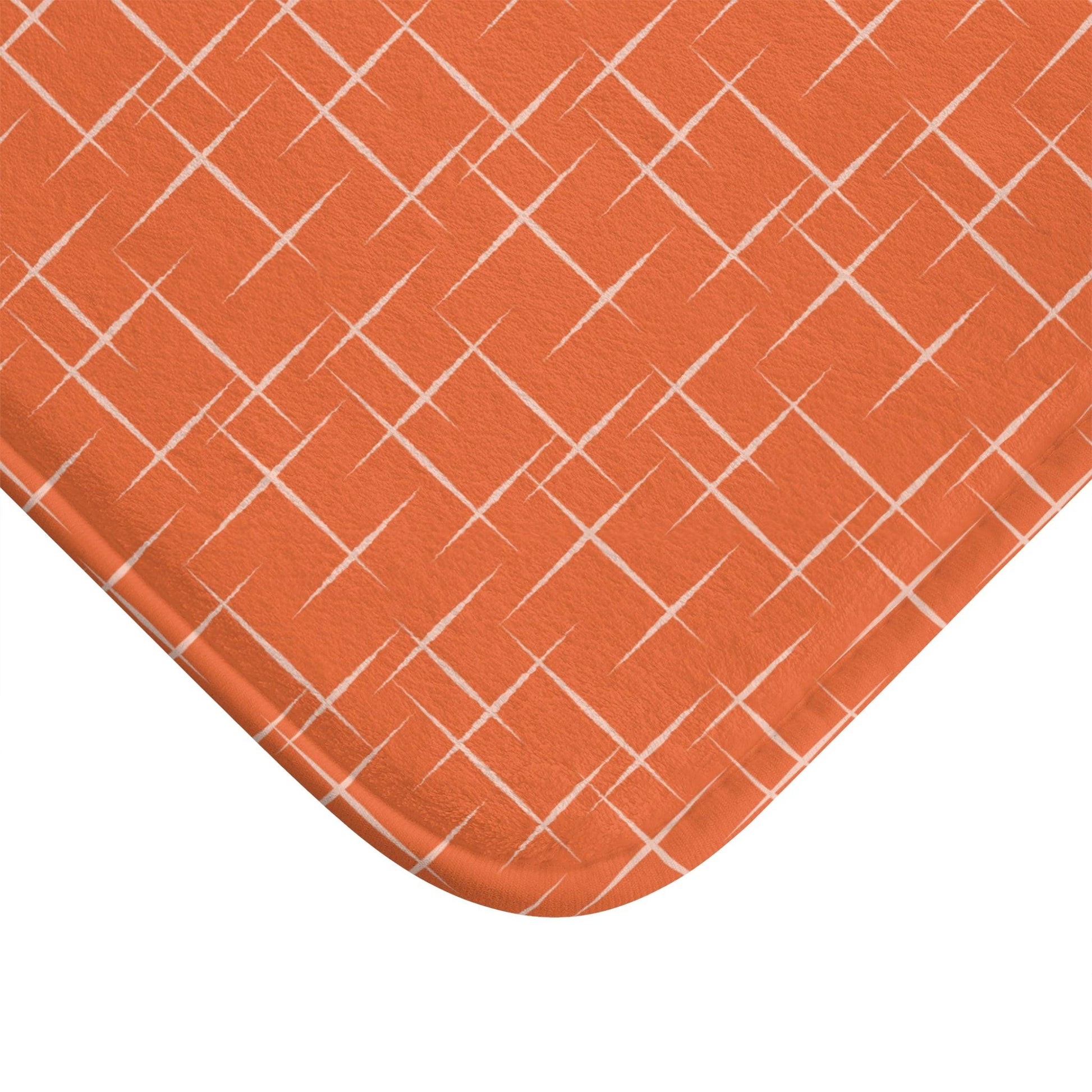 Retro 50s Abstract Lines Mid Century Modern Orange Bath Mat | lovevisionkarma.com