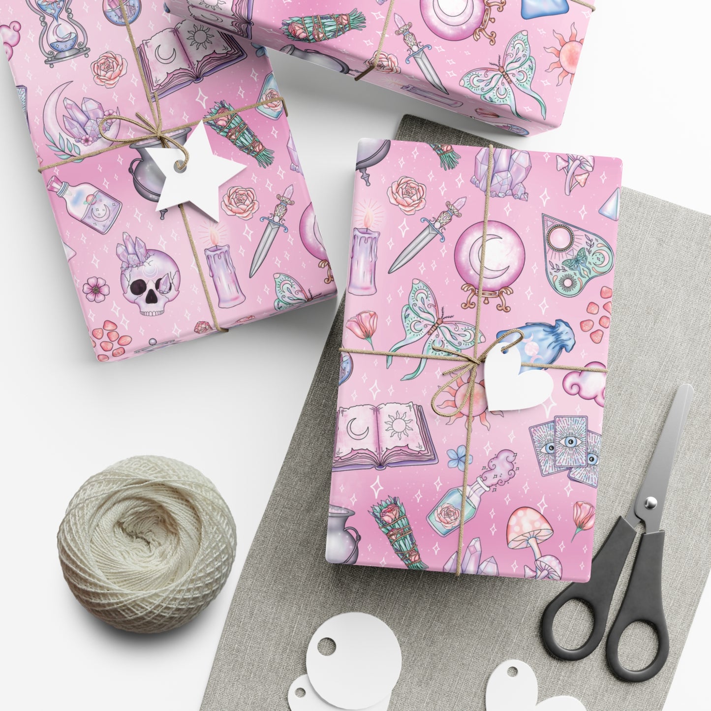 Witchy Pastel Goth Christmas, Kawaii Whimsigoth Pink Eco-Friendly Gift Wrap Paper